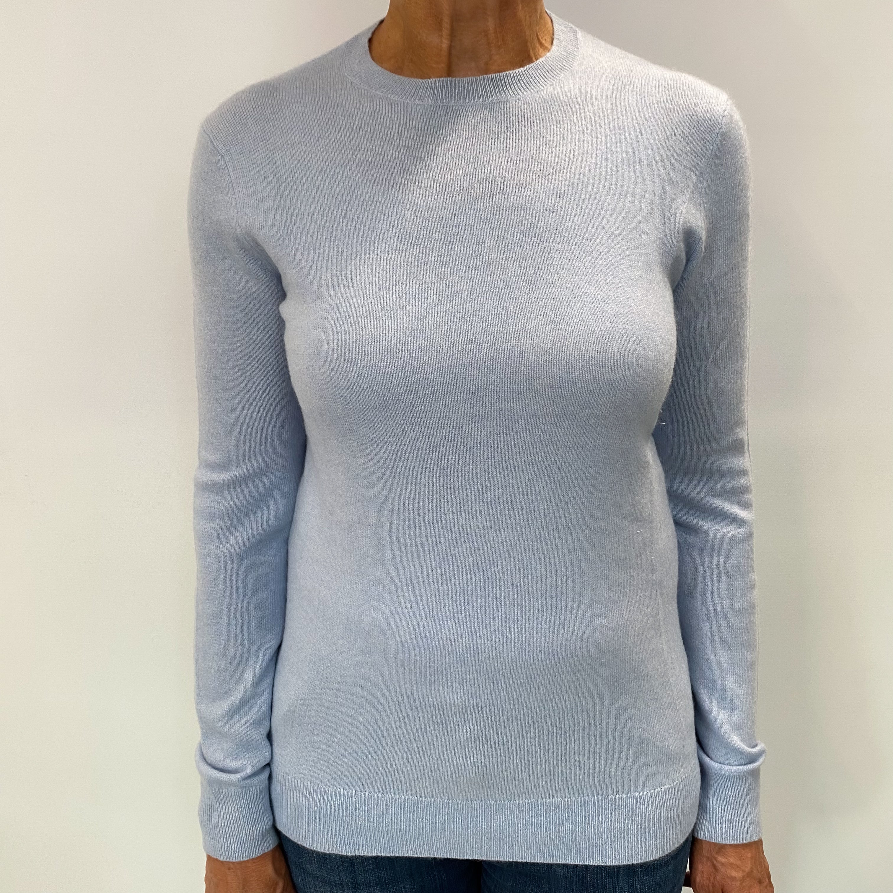 Pale Blue Cashmere Crew Neck Jumper Medium