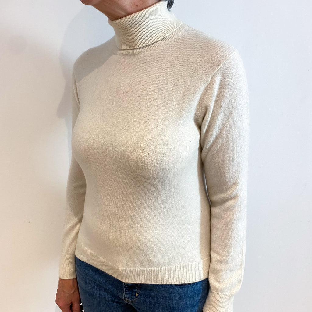 Cream Cashmere Polo Neck Jumper Medium