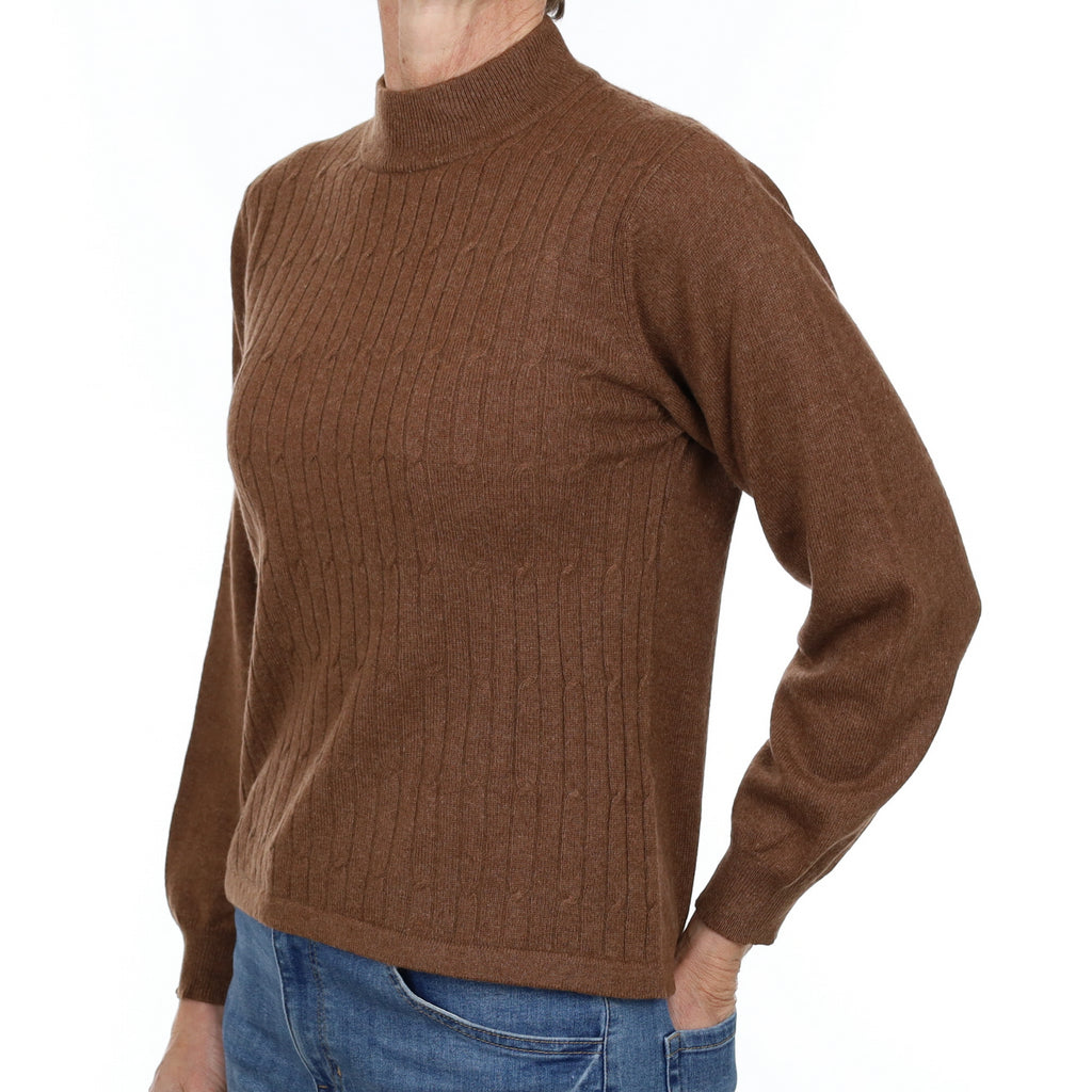 Walnut Brown Cashmere Turtle Neck Jumper Small