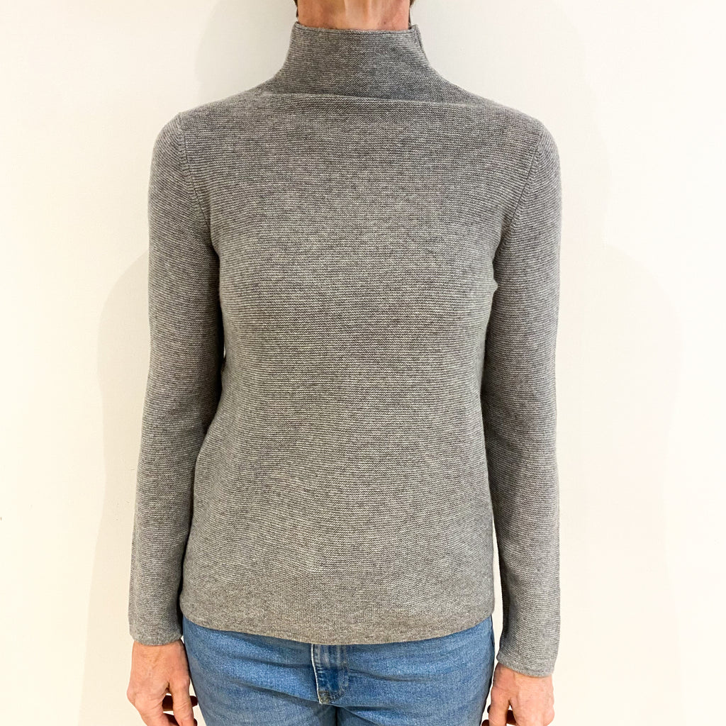 Smoke Grey Cashmere Turtle Neck Jumper Small