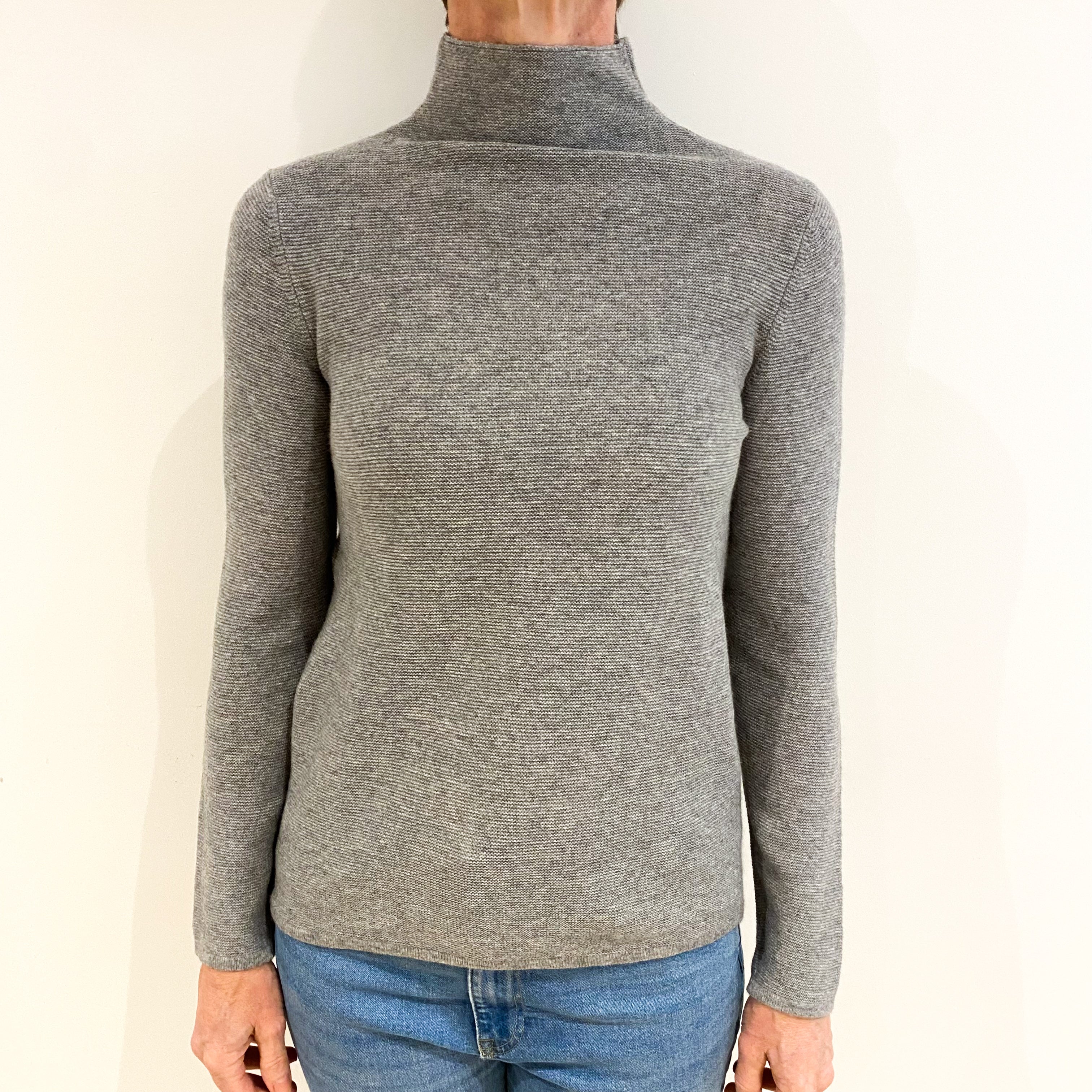 Smoke Grey Cashmere Turtle Neck Jumper Small
