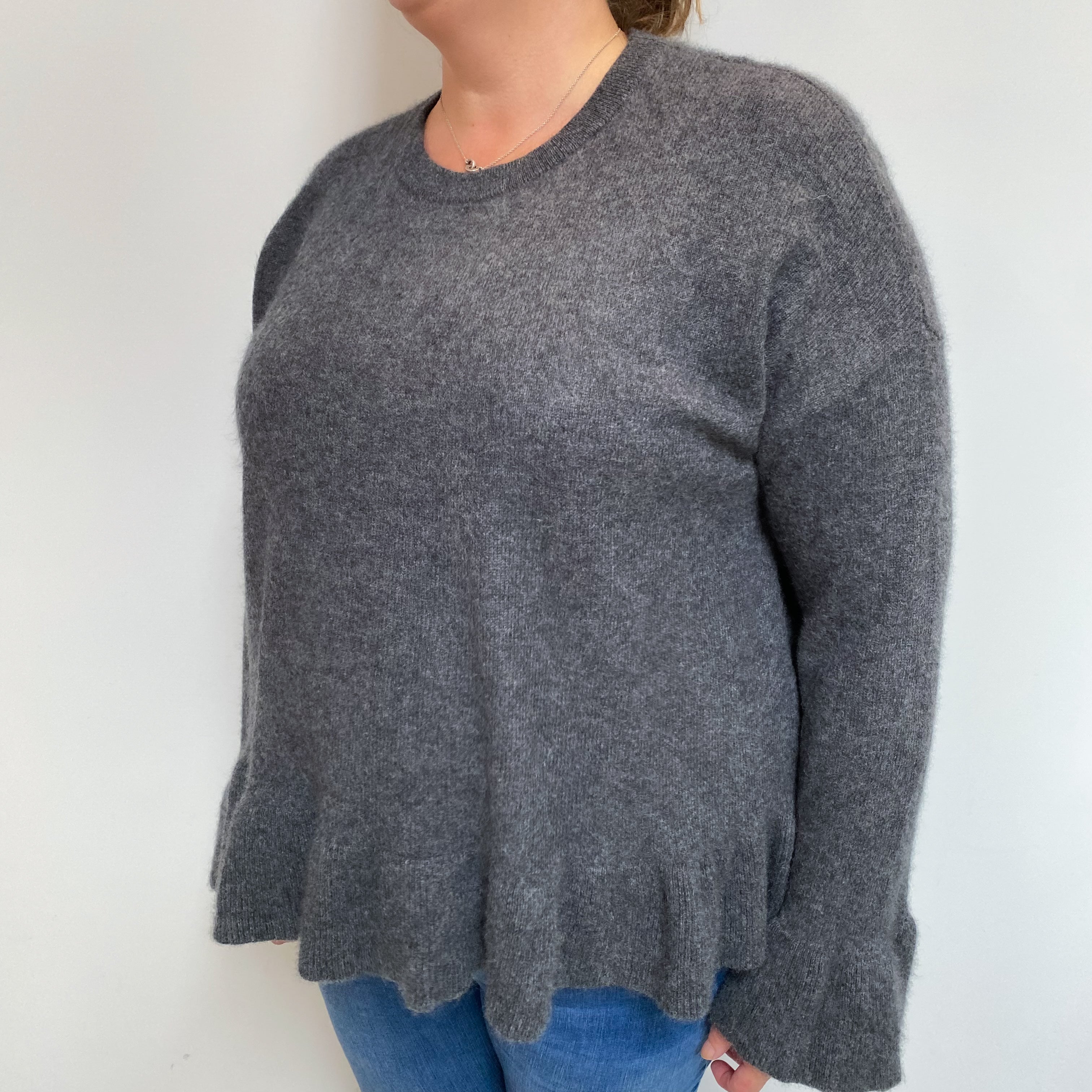 Slate Grey Cashmere Crew Neck Jumper Extra Large