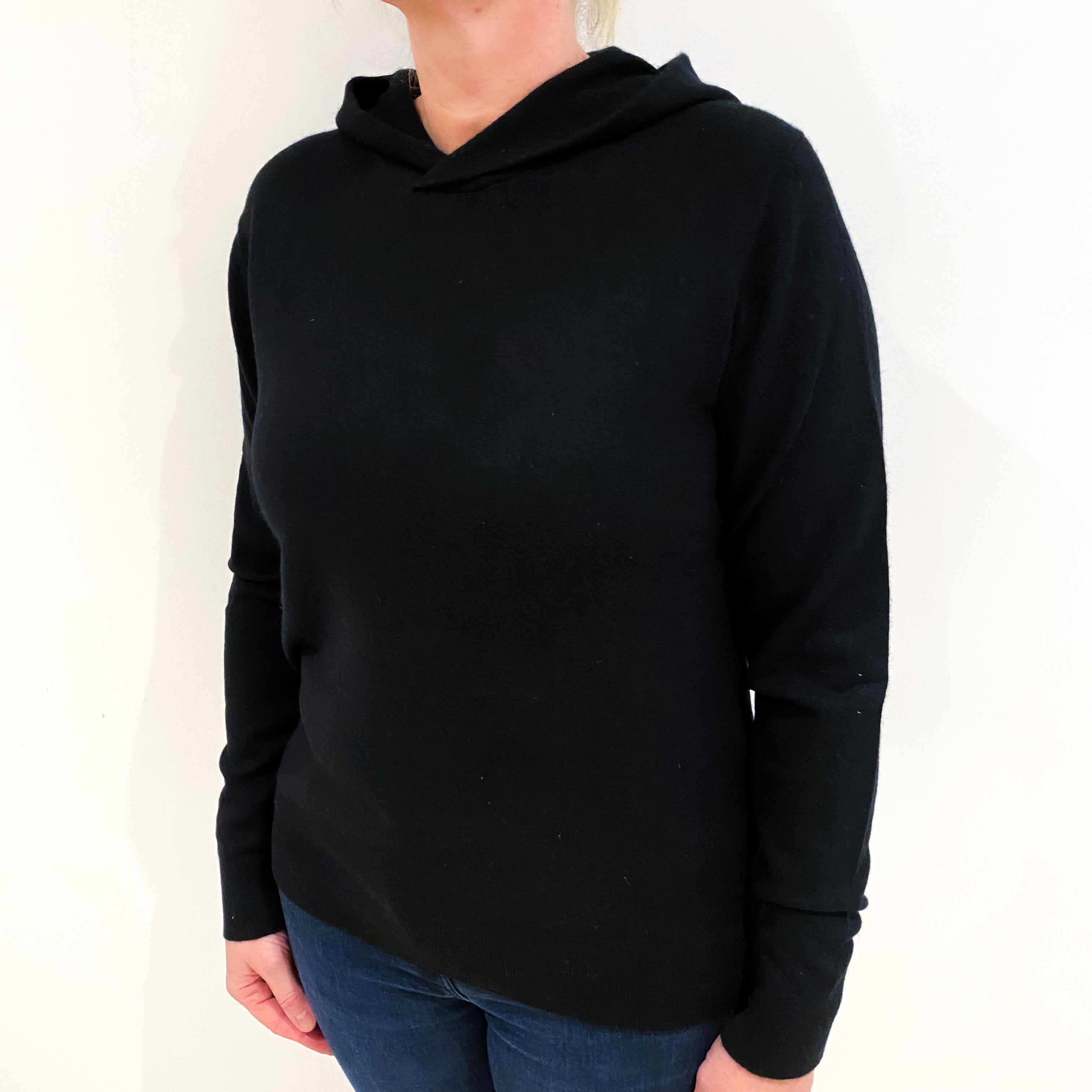Black Cashmere Hoodie Jumper Large