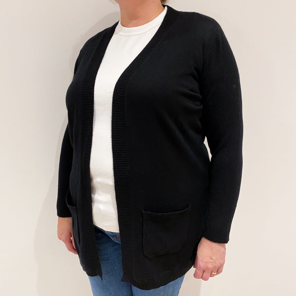 Black Cashmere Edge To Edge Cardigan Extra Large