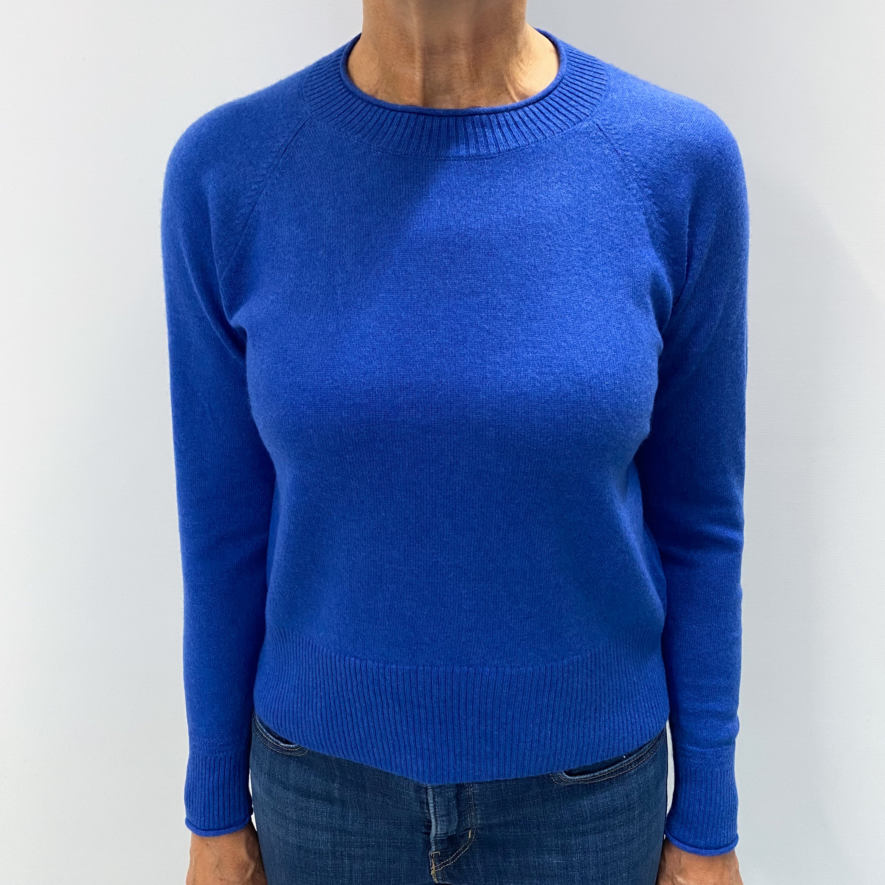 Cobalt Blue Cashmere Crew Neck Jumper Medium