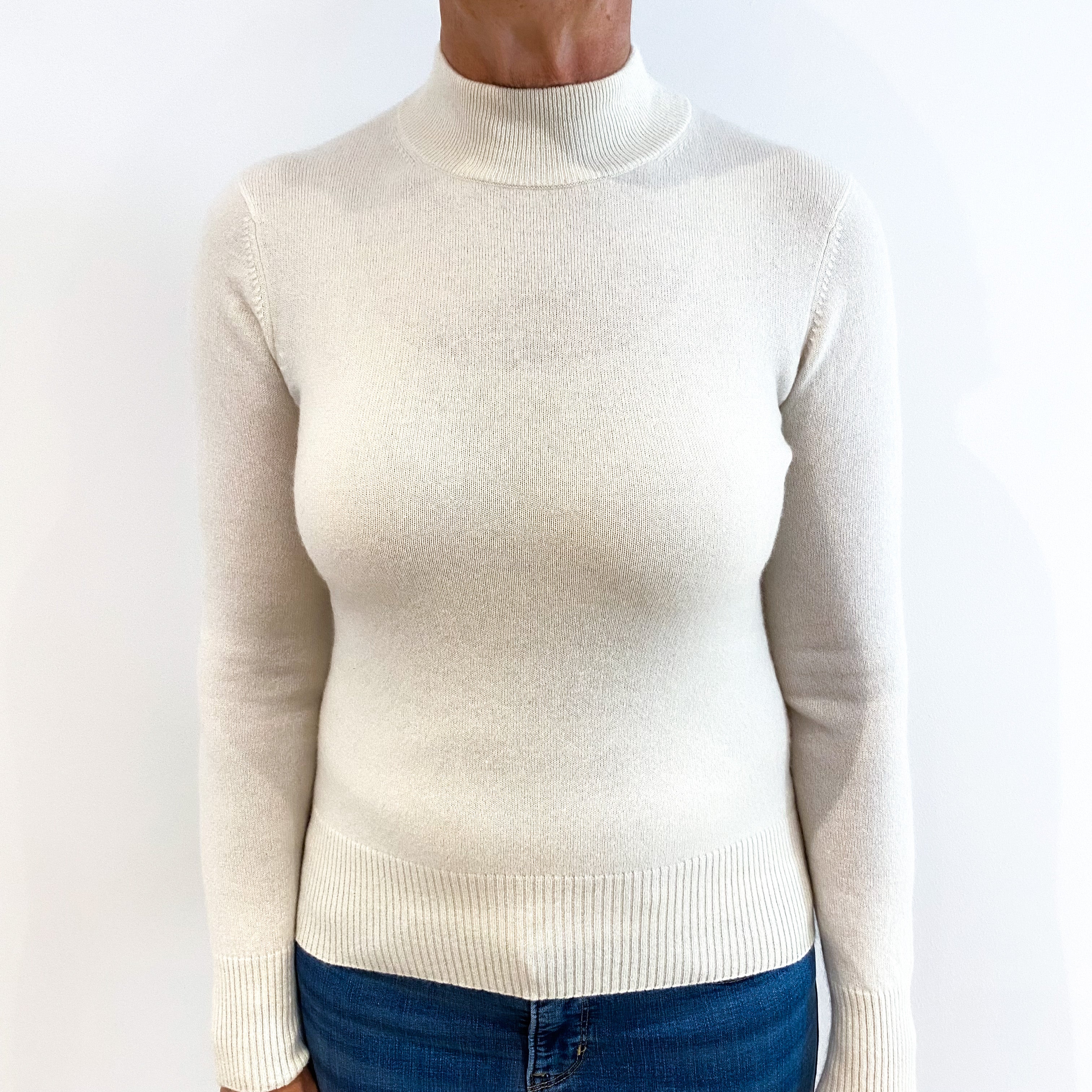 Cream Cashmere Polo Neck Jumper Medium