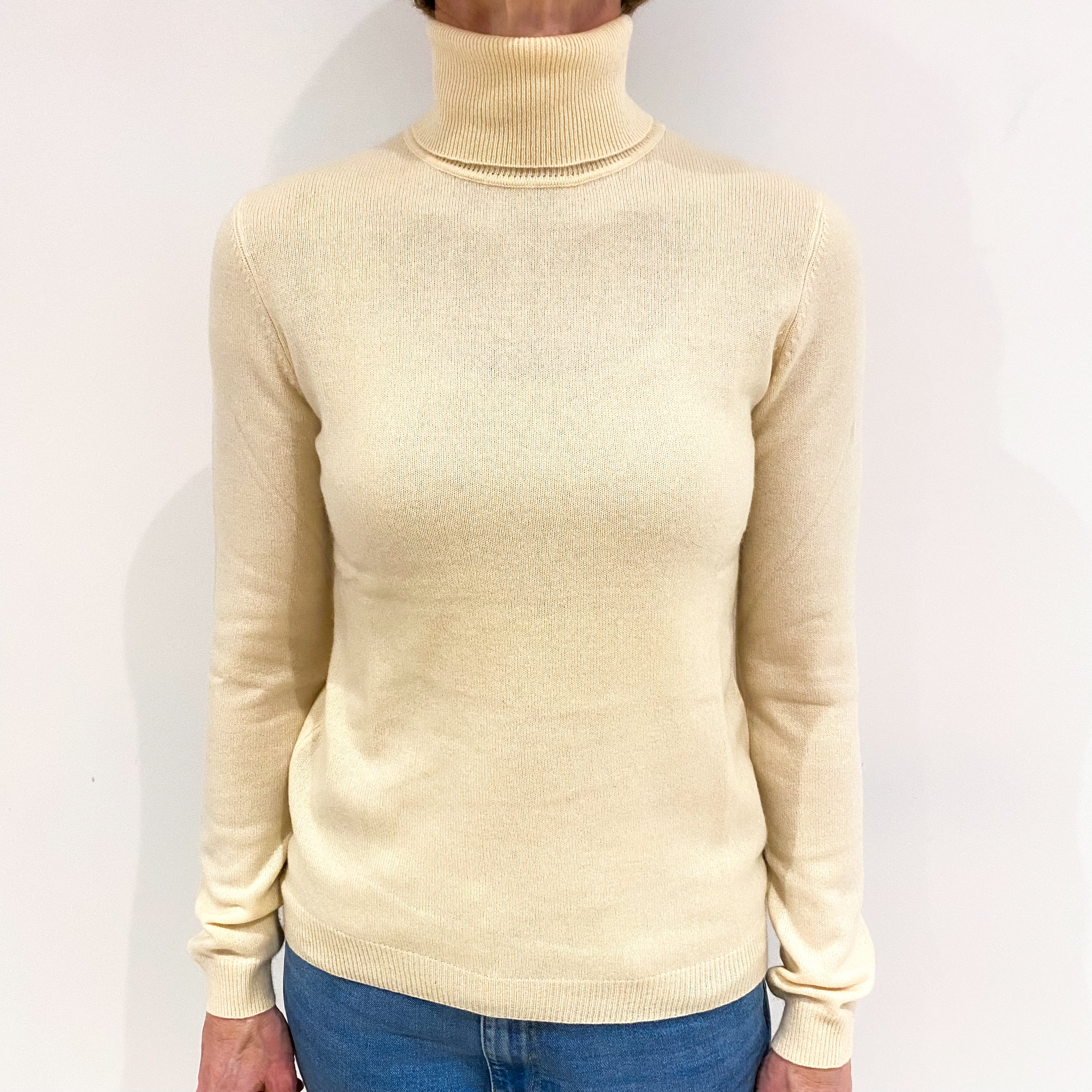Clotted Cream Cashmere Polo Neck Jumper Small