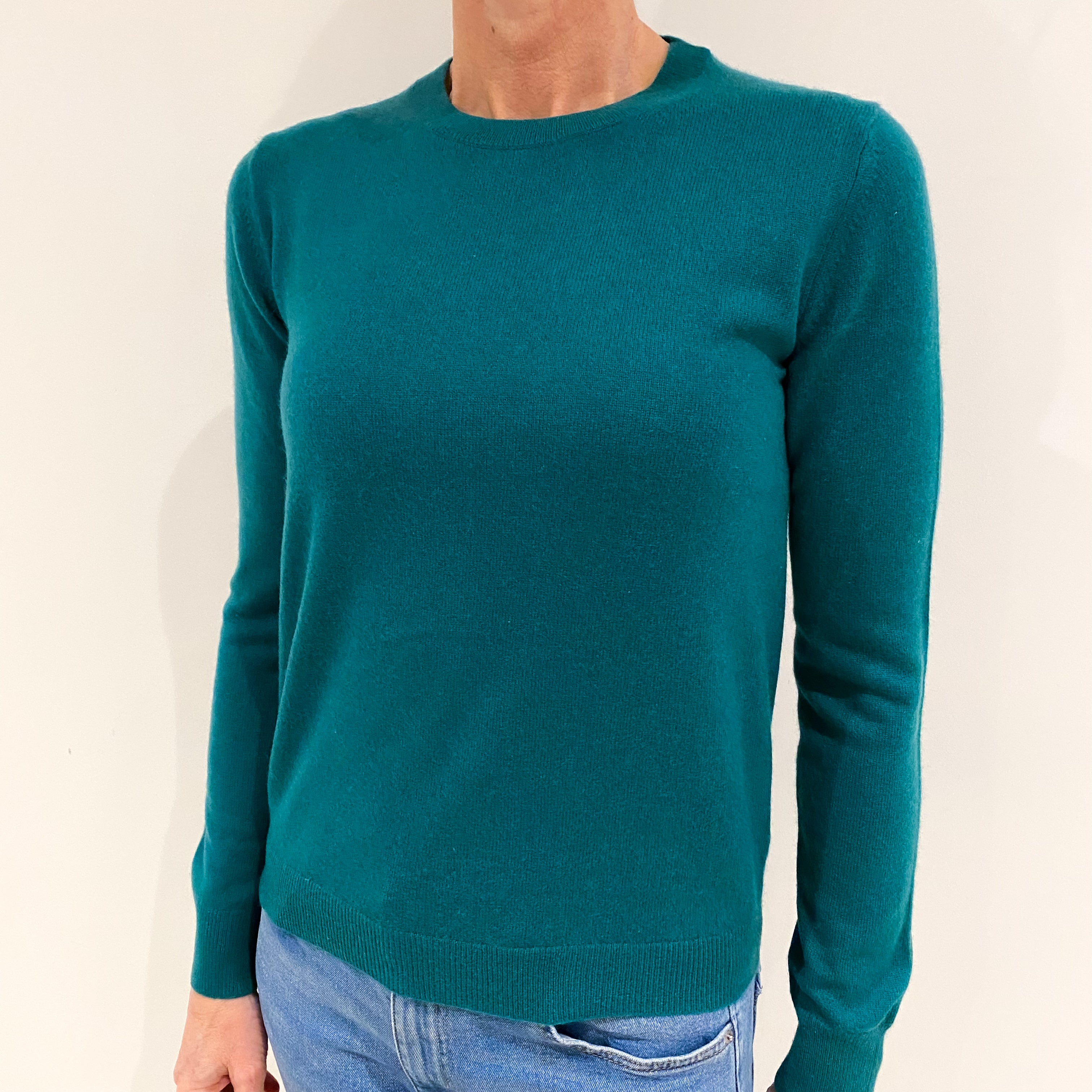 Shamrock Green Cashmere Crew Neck Jumper Small