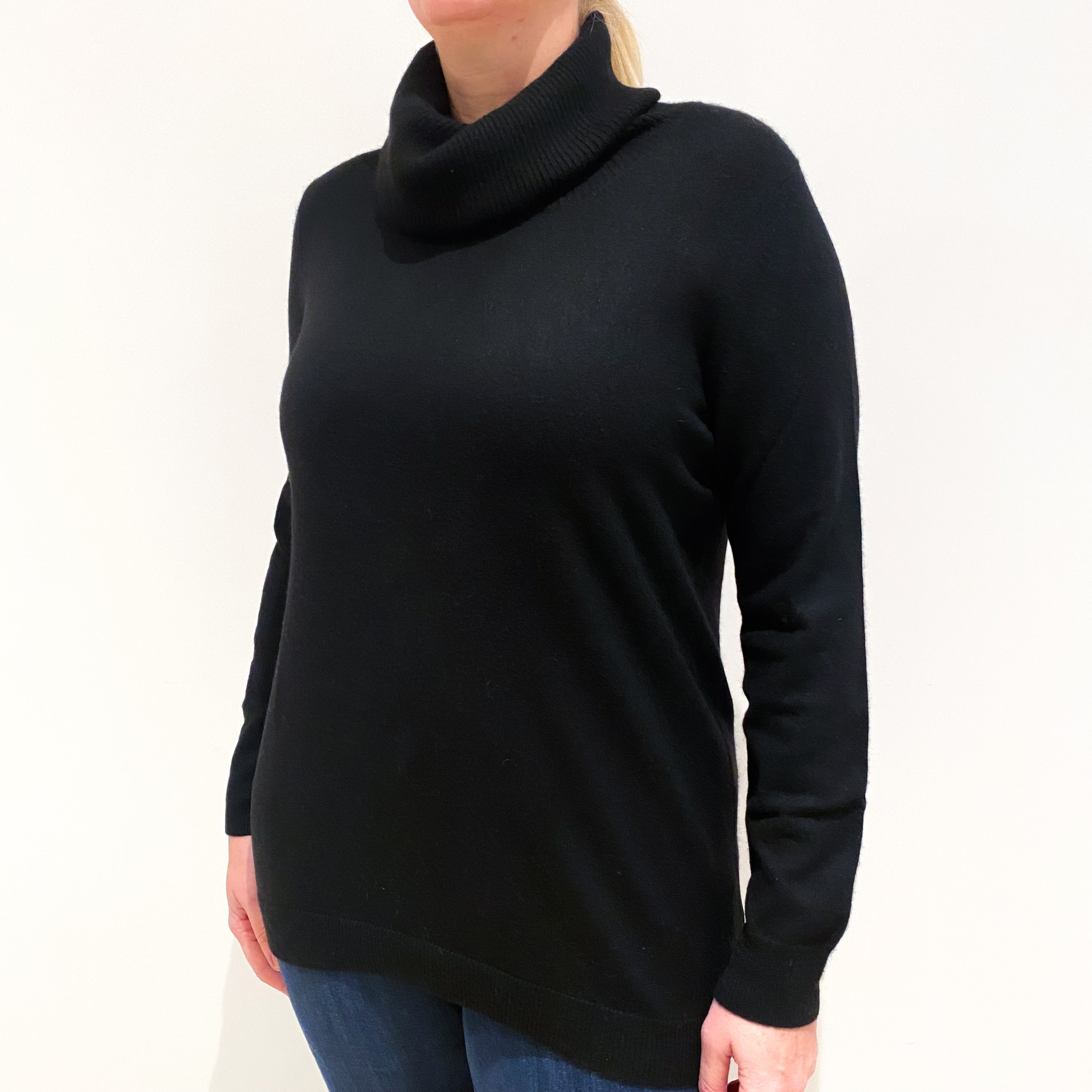 Black Cashmere Cowl Neck Jumper Large