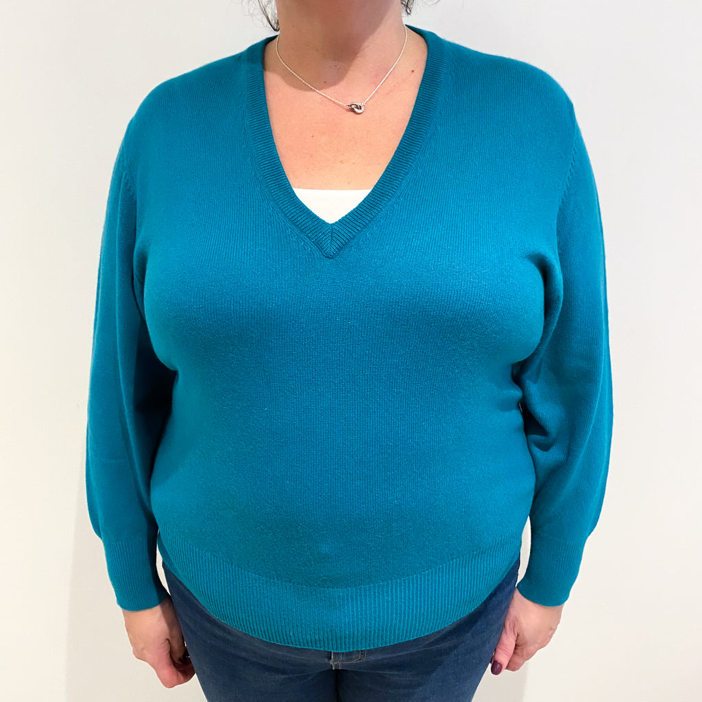 Lincoln Green Cashmere V Neck Jumper Extra Large