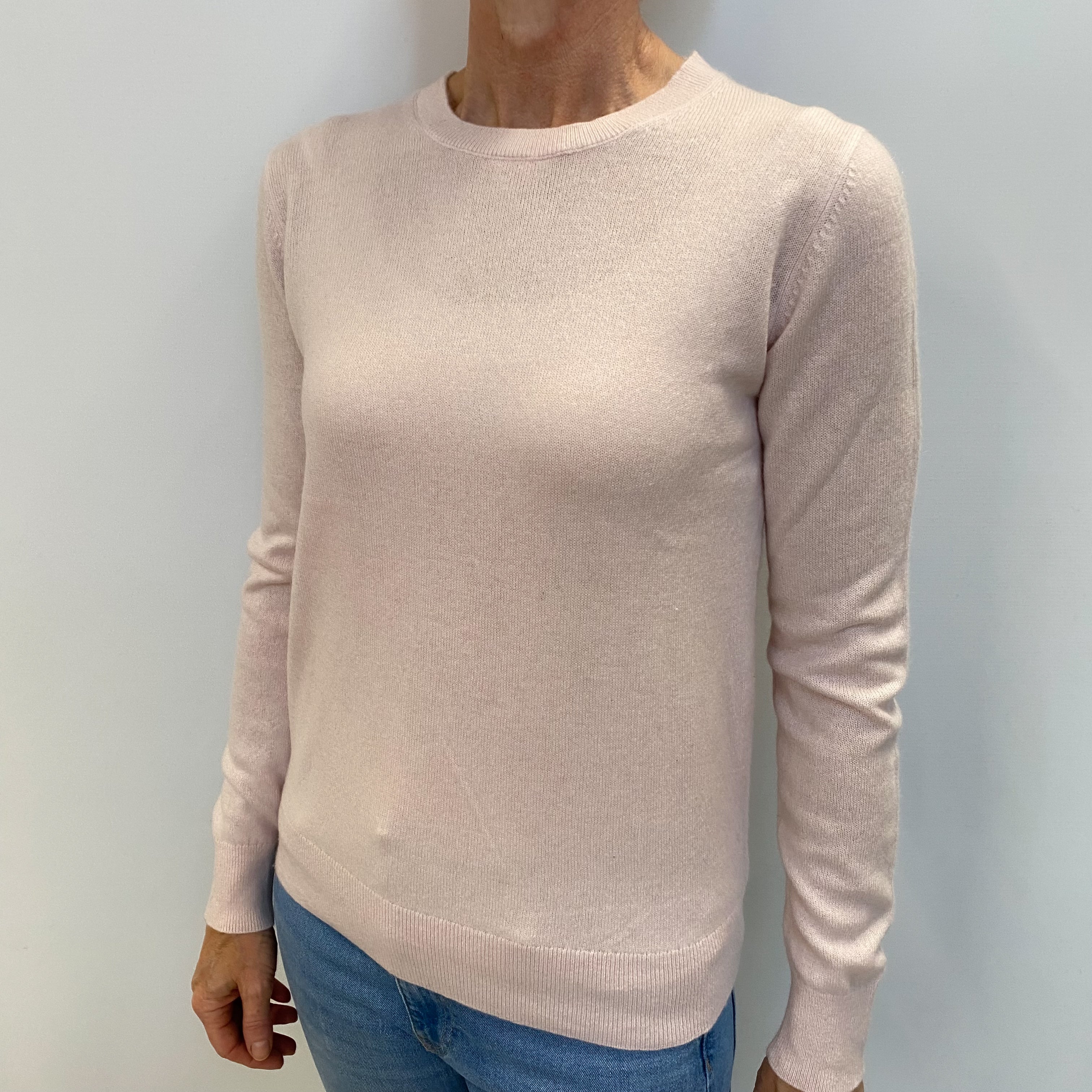 Ice Pink Cashmere Crew Neck Jumper Small