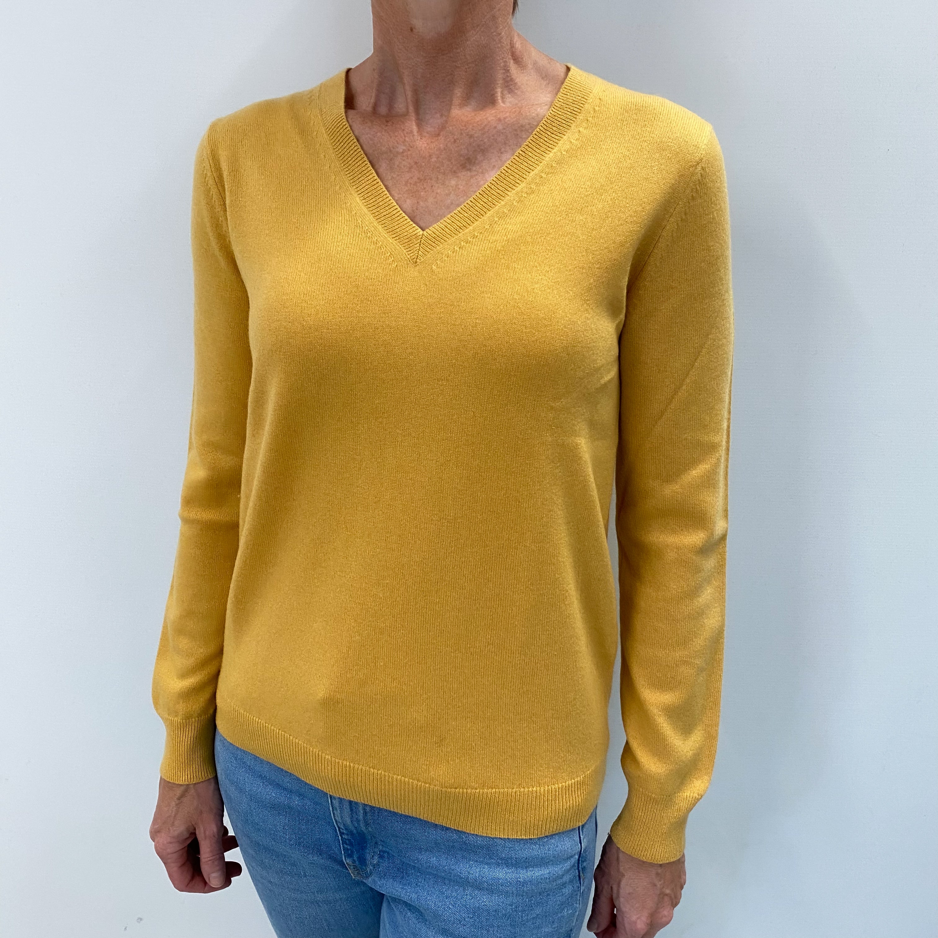 Sunflower Yellow Cashmere V Neck Jumper Small
