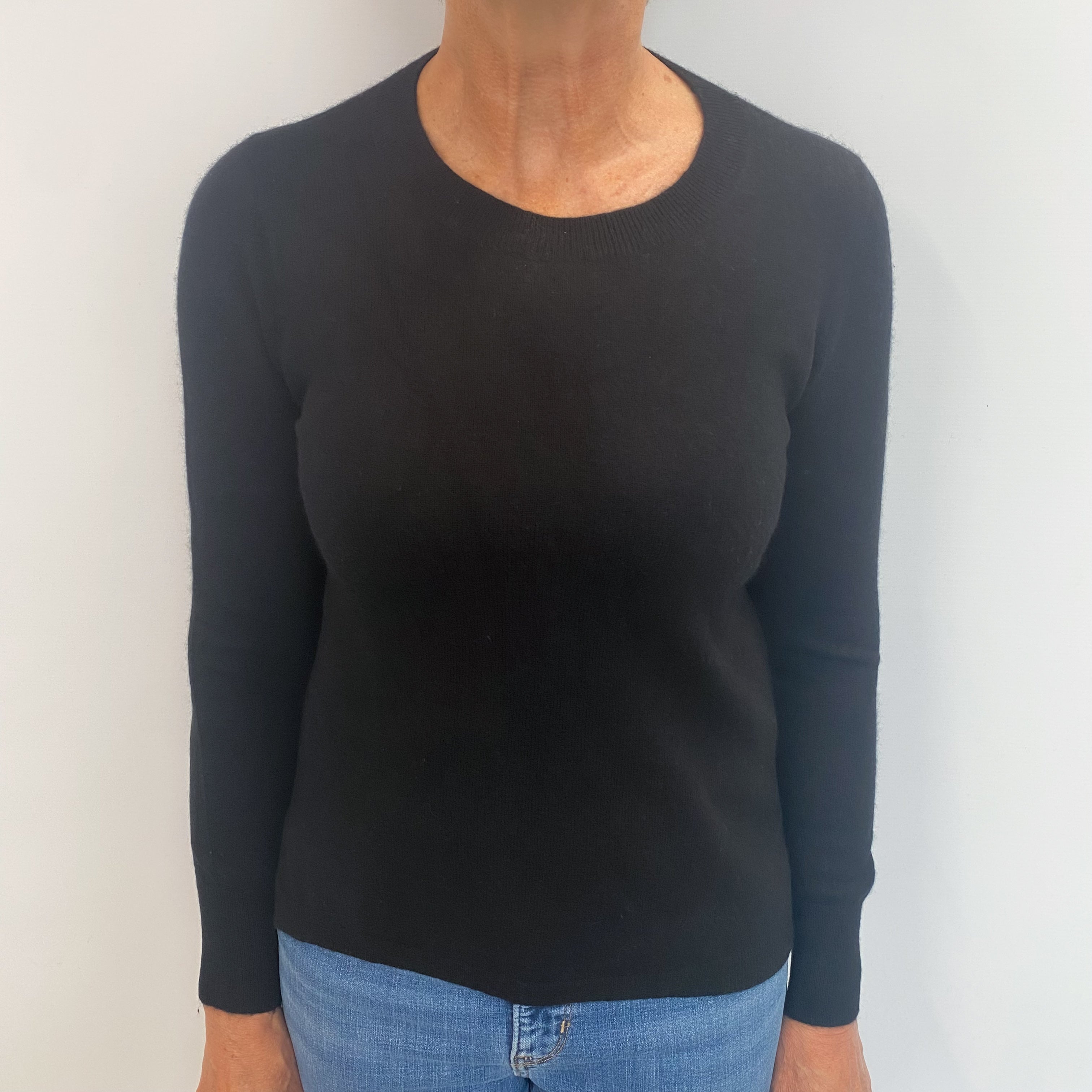 Black Cashmere Crew Neck Jumper Medium