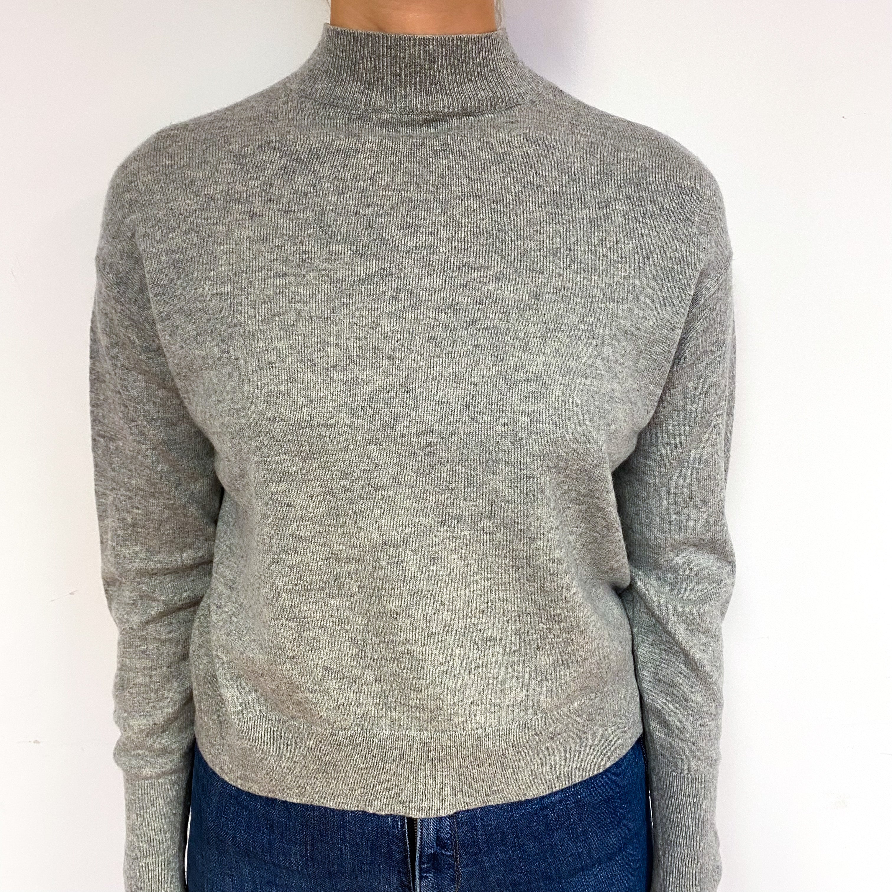 Smoke Grey Cashmere Turtle Neck Jumper Small