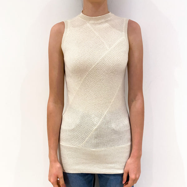 Cream Cashmere Sleeveless Crew Neck Tunic Extra Small