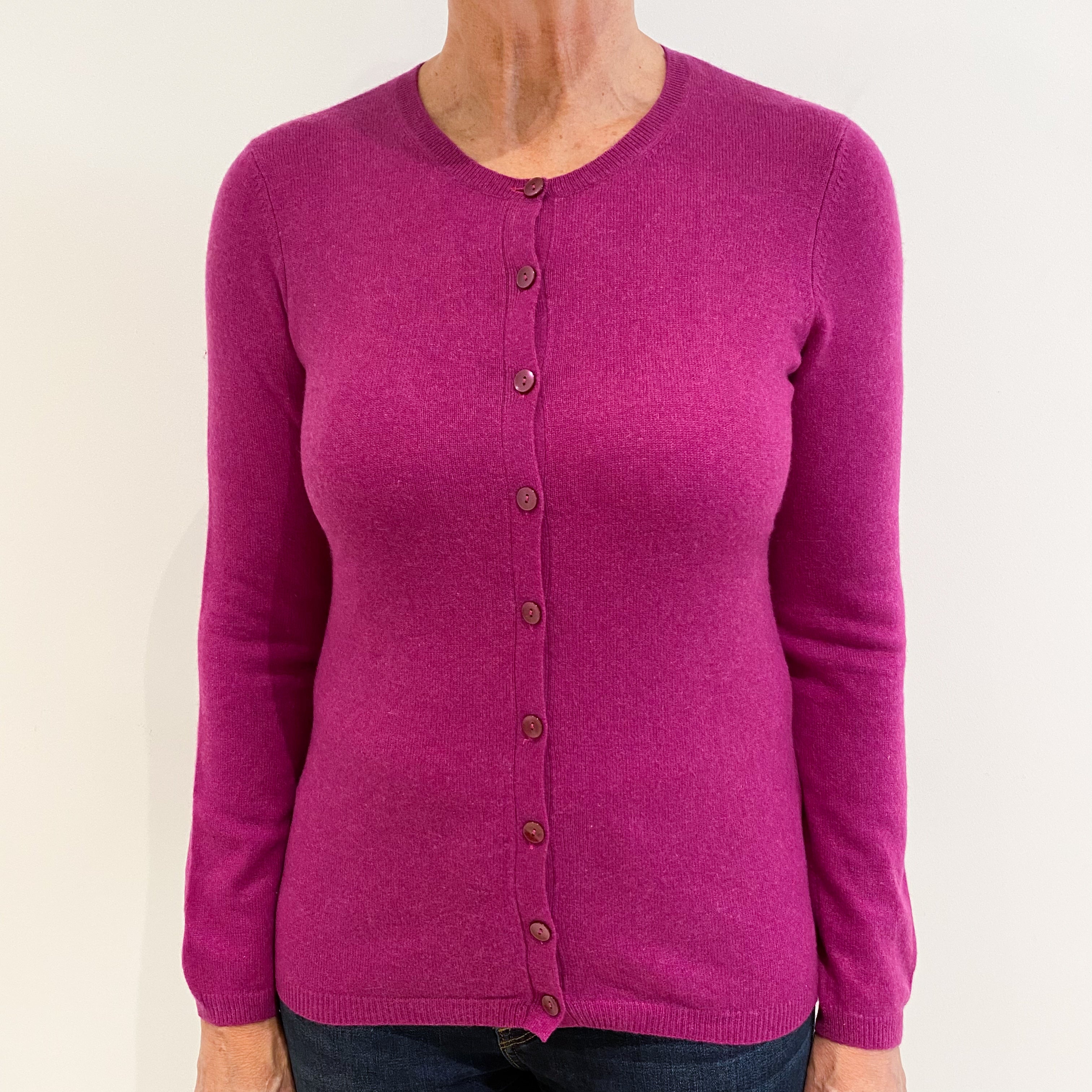 Magenta Purple Cashmere Cardigan Medium
