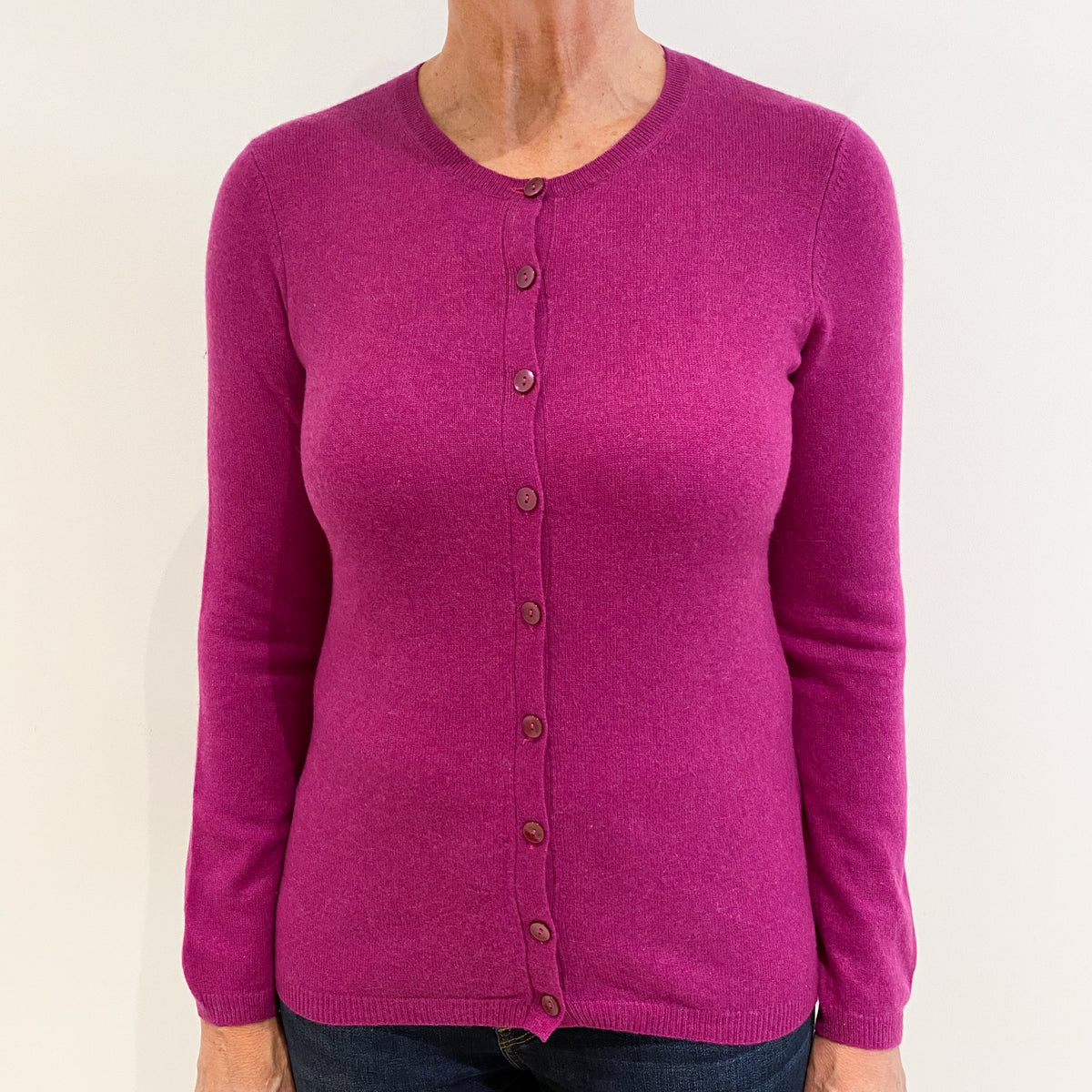 Magenta Purple Cashmere Cardigan Medium