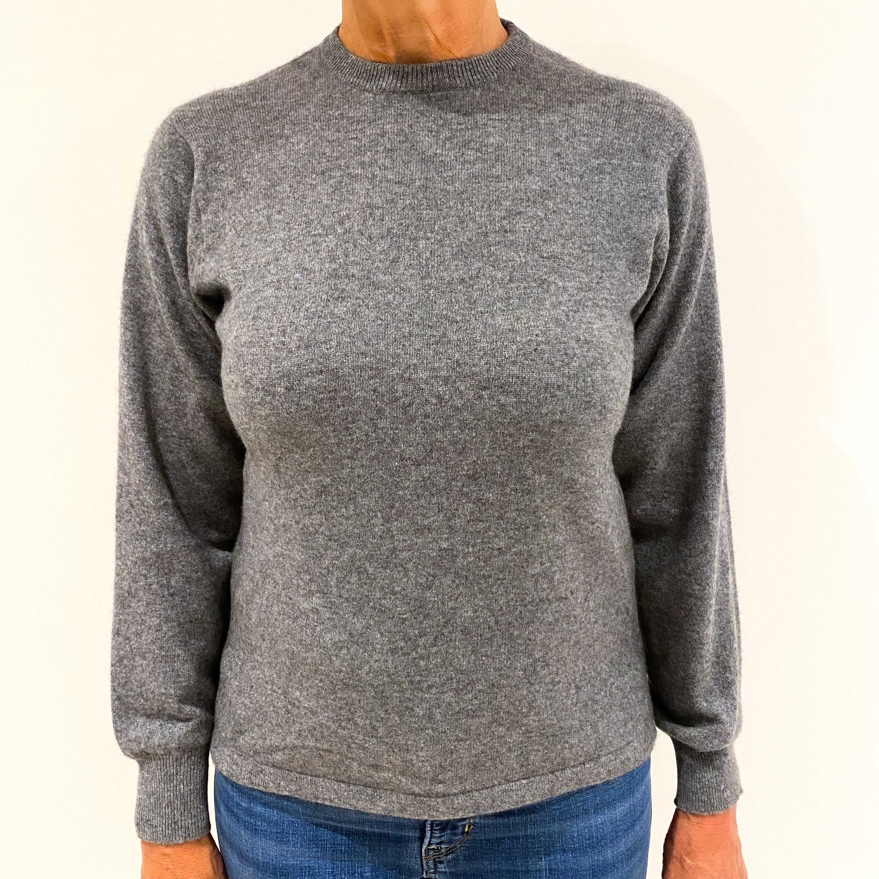 Ash Grey Cashmere Crew Neck Jumper Medium