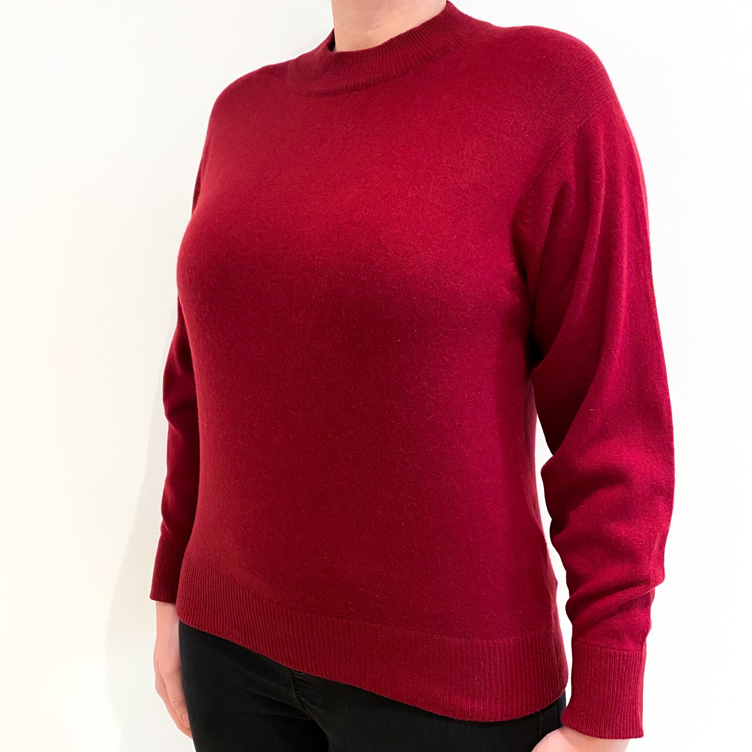 Burgundy Red Cashmere Turtle Neck Jumper Large