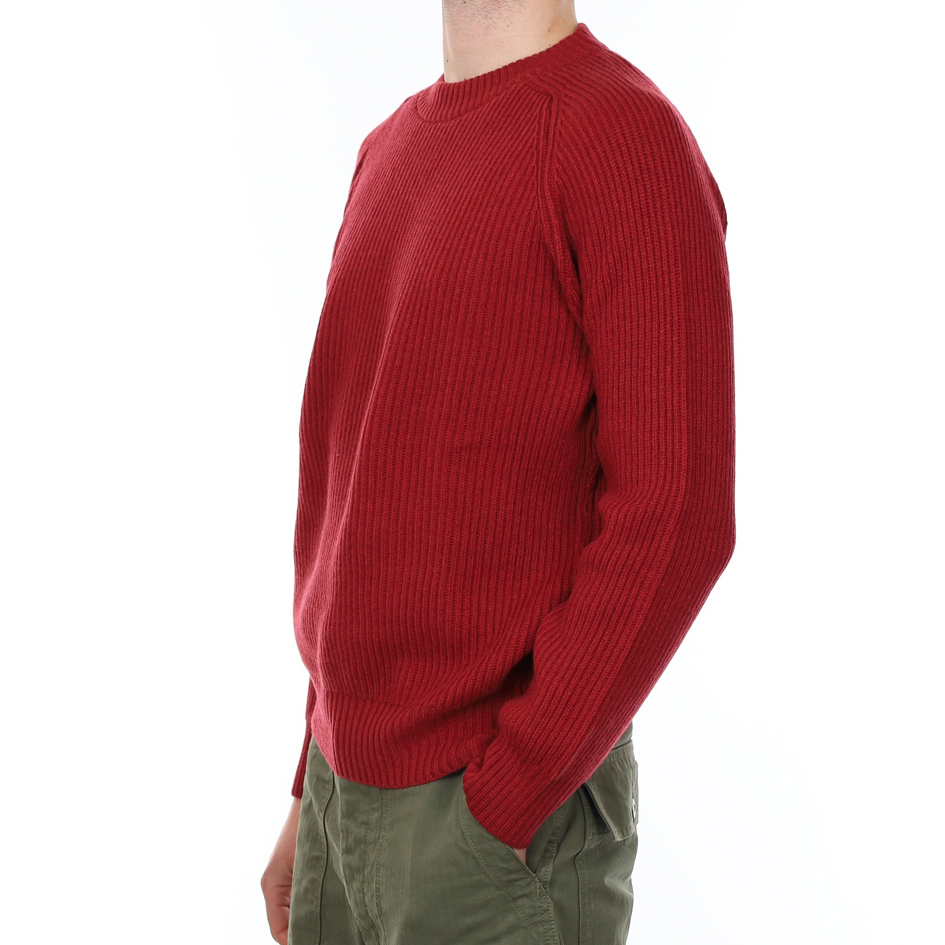 Men's Brand New Scottish Brick Red Chunky Cashmere Crew Neck Jumper Small