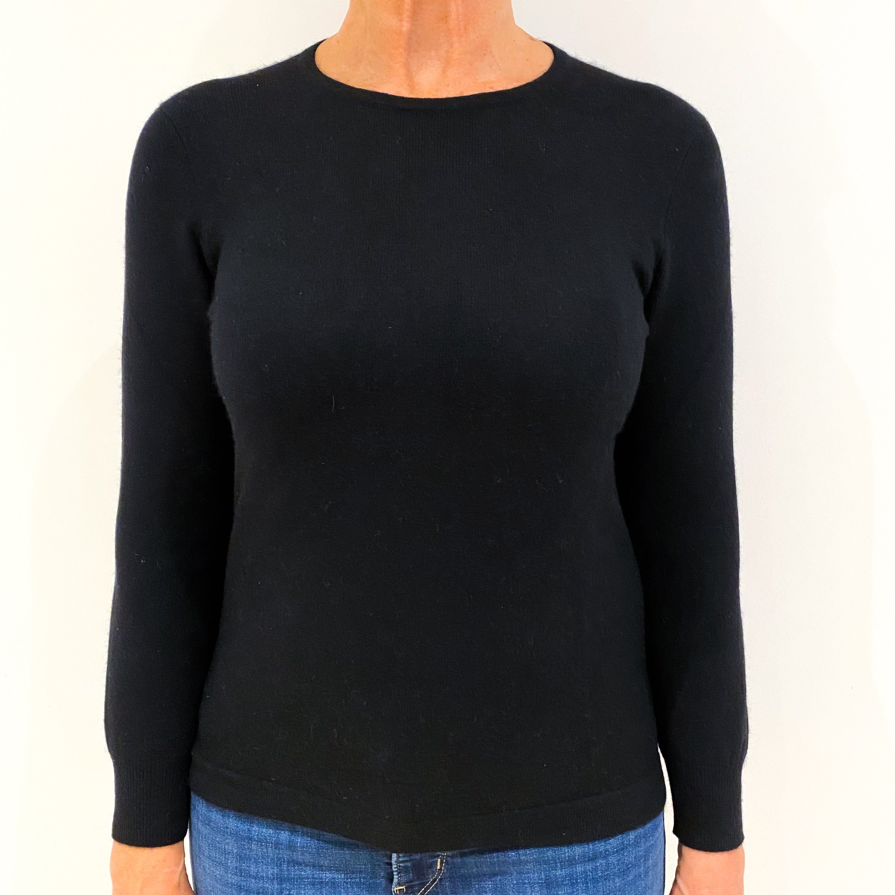 Black Cashmere Crew Neck Jumper Medium