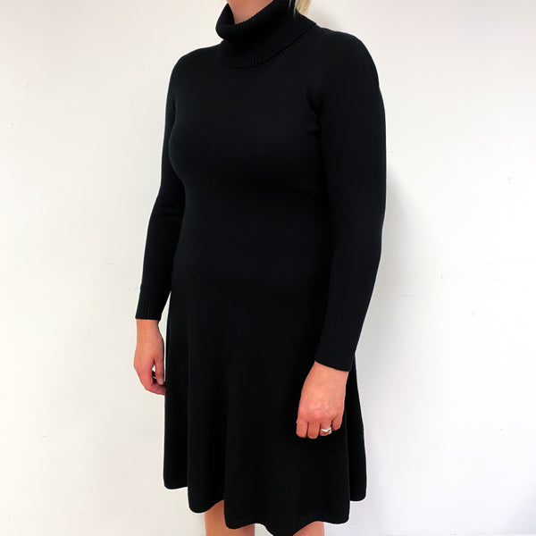 Black Cashmere Polo Neck Dress Large/Petite