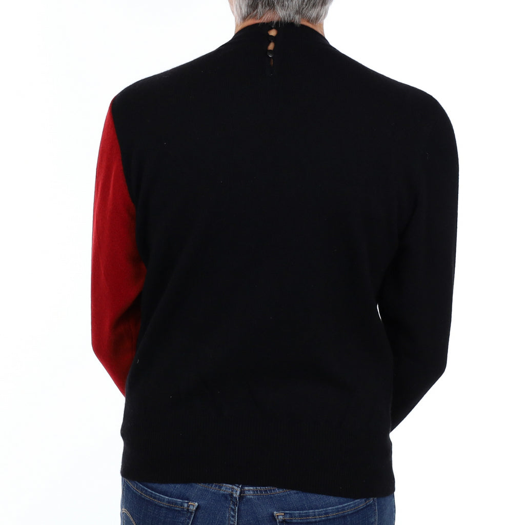 Black and Red Tulip Cashmere Turtle Neck Jumper Medium