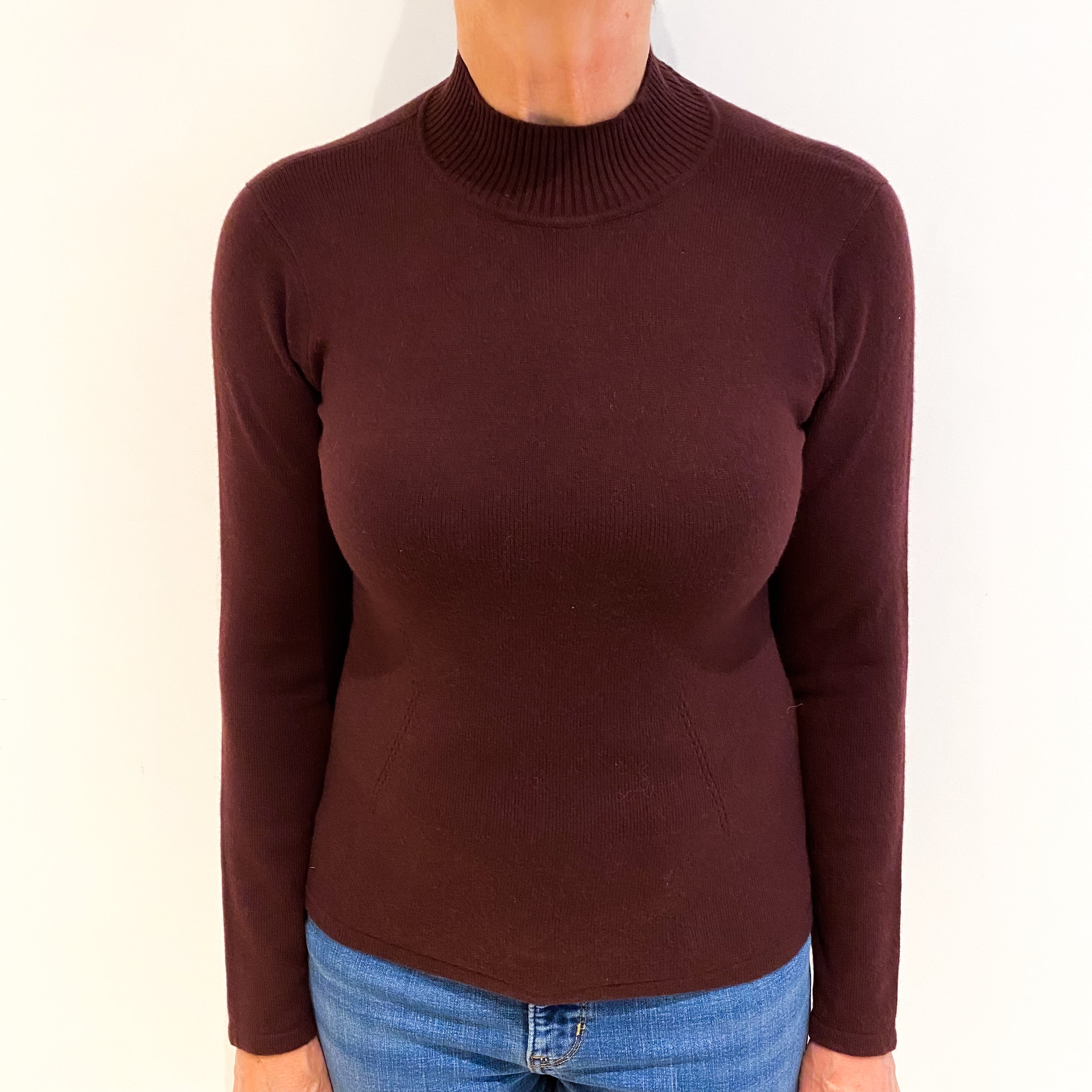 Chocolate Brown Cashmere Turtle Neck Jumper Medium