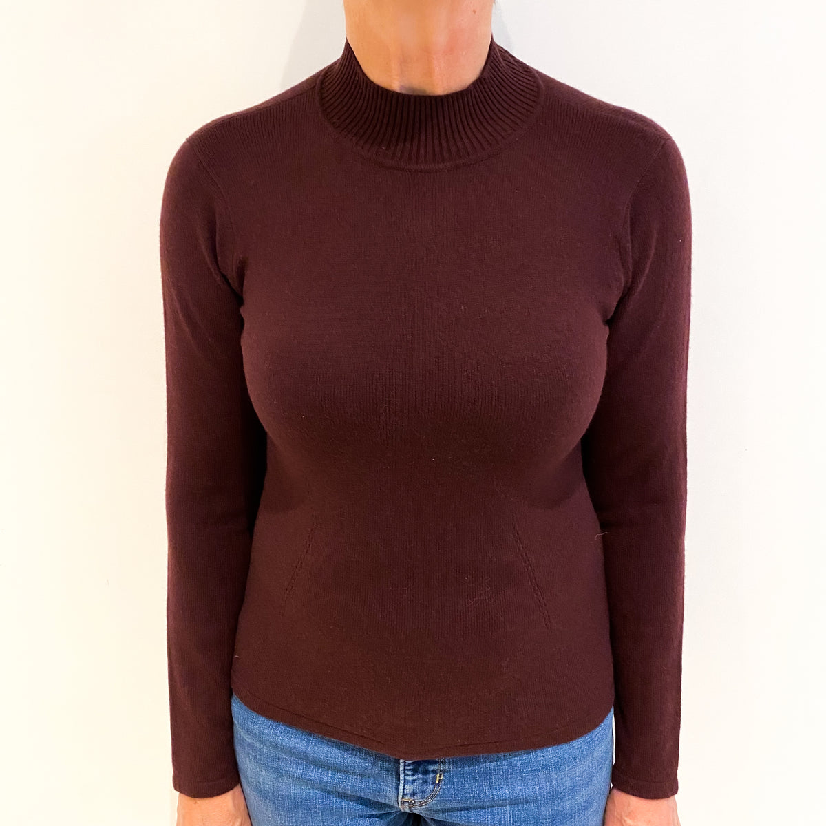Chocolate Brown Cashmere Turtle Neck Jumper Medium