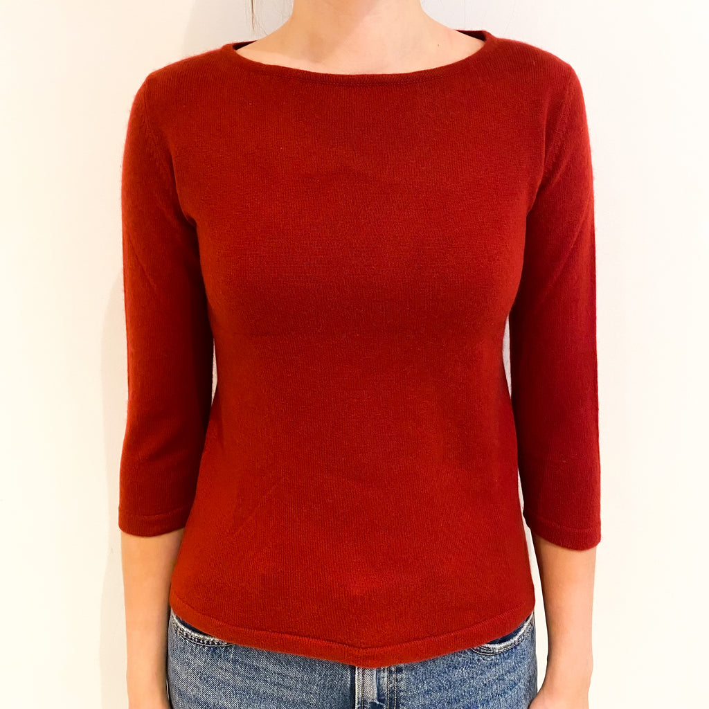 Rust Red Cashmere Scoop Neck Jumper Extra Small