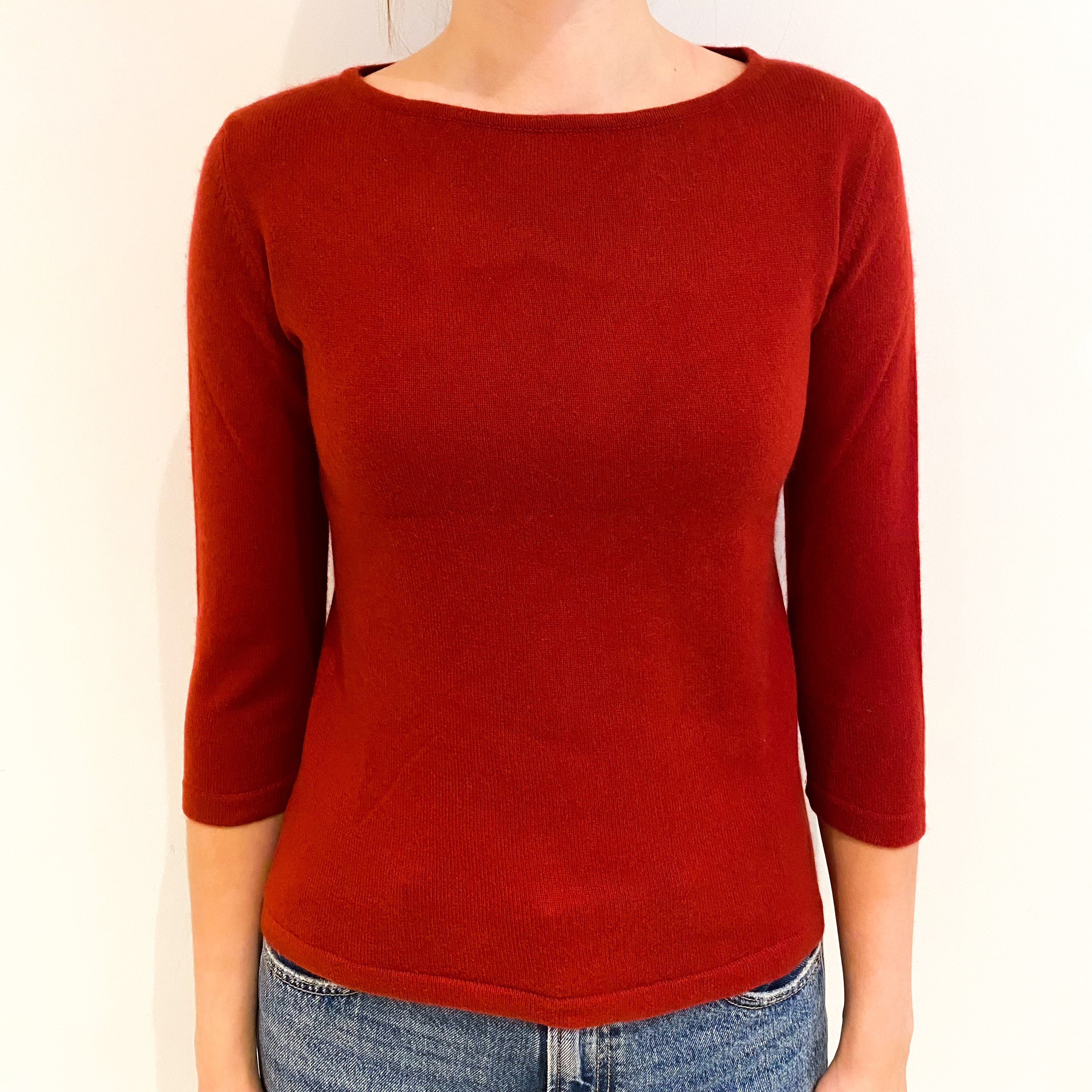 Rust Red Cashmere Scoop Neck Jumper Extra Small