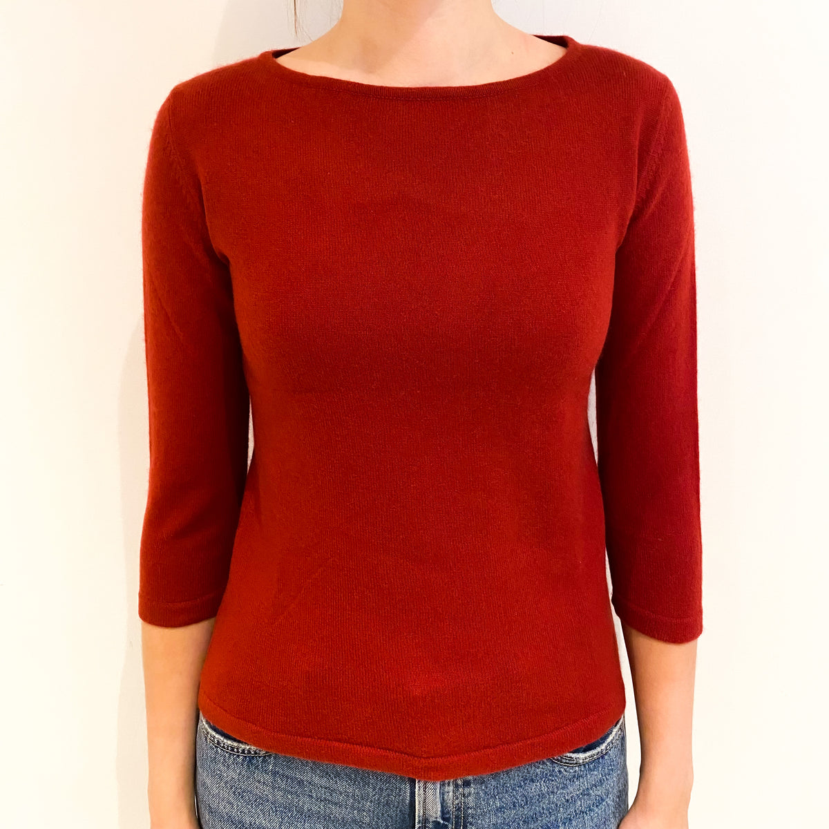 Rust Red Cashmere Scoop Neck Jumper Extra Small