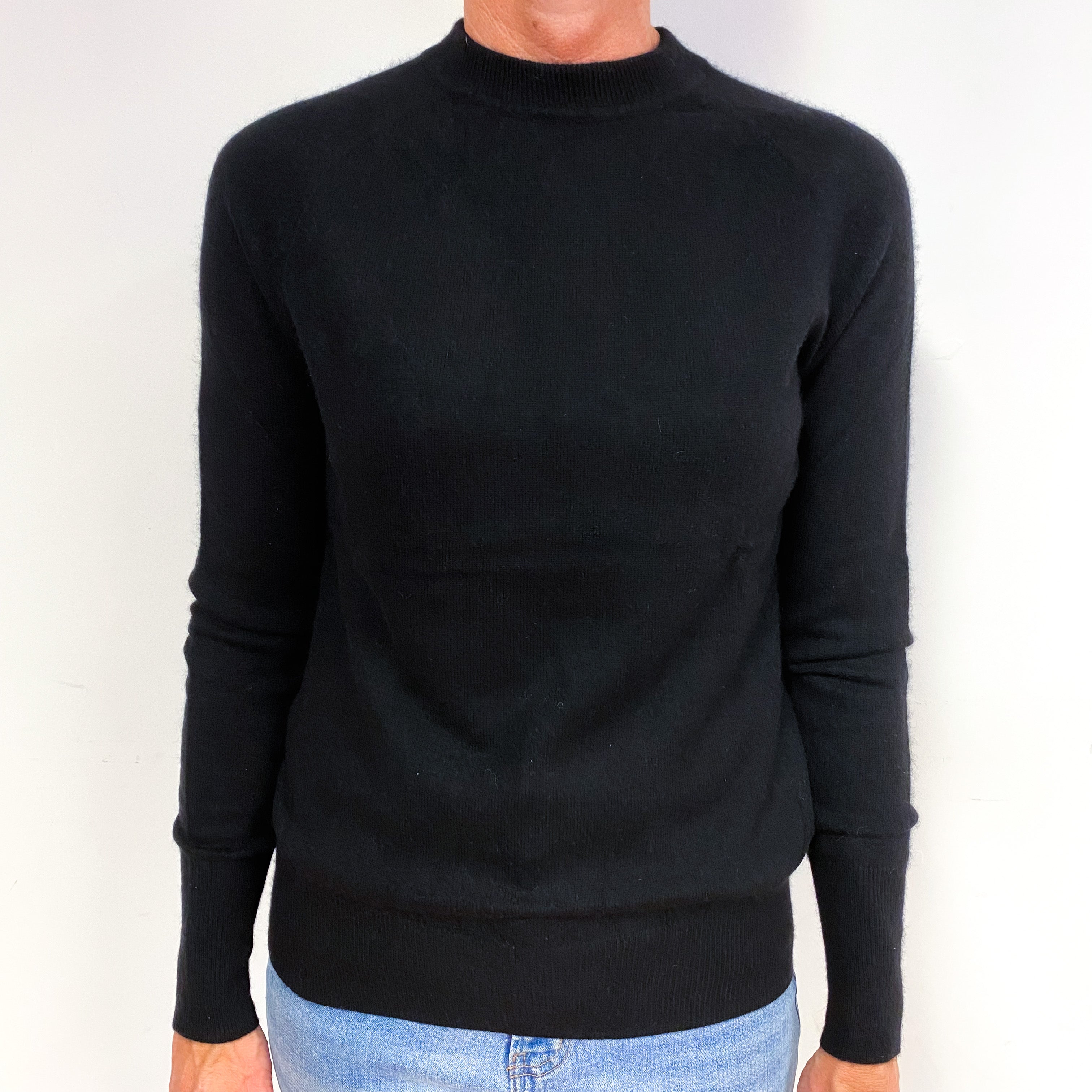 Black Cashmere Funnel Neck Jumper Medium