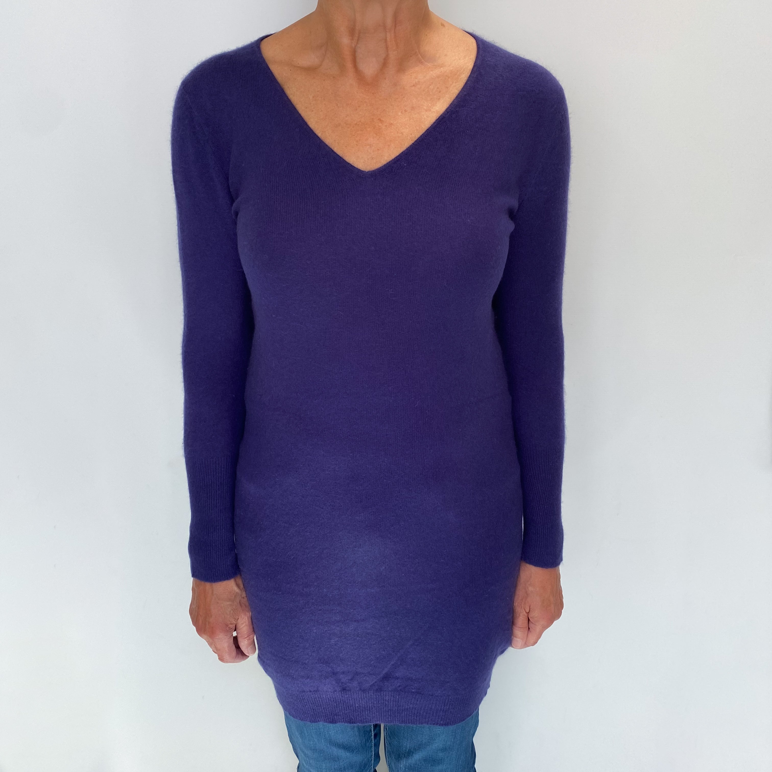 Dark Pansy Purple Cashmere Scoop Neck Jumper Medium