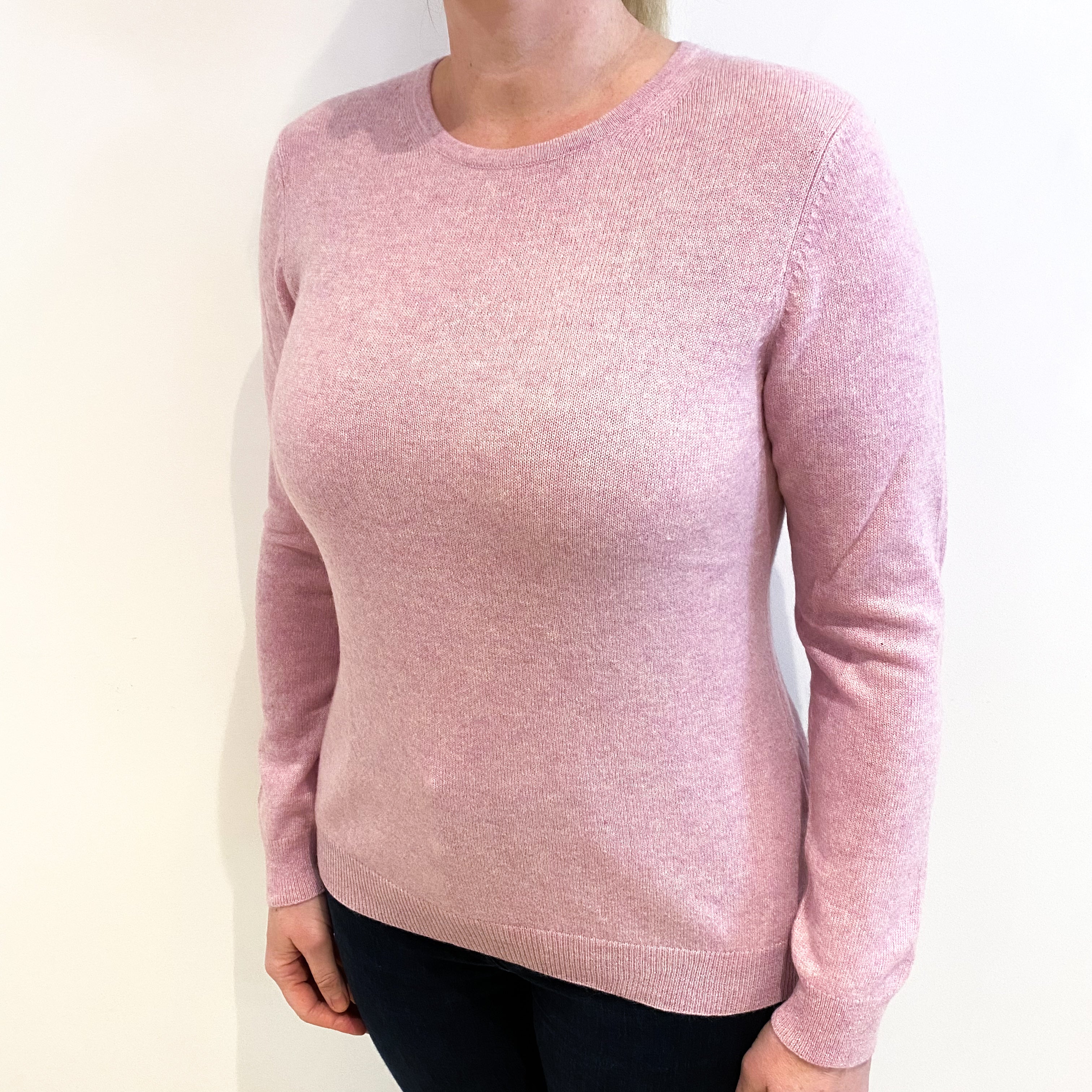 Mauve Pink Cashmere Crew Neck Jumper Large