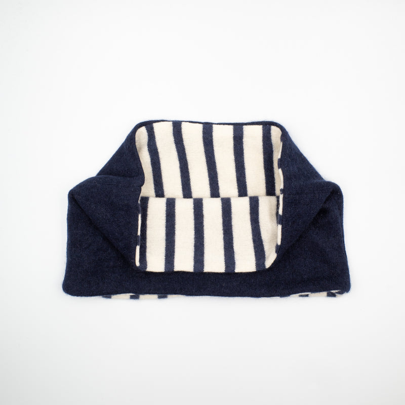 Dark Navy and Cream Stripe Neck Warmer