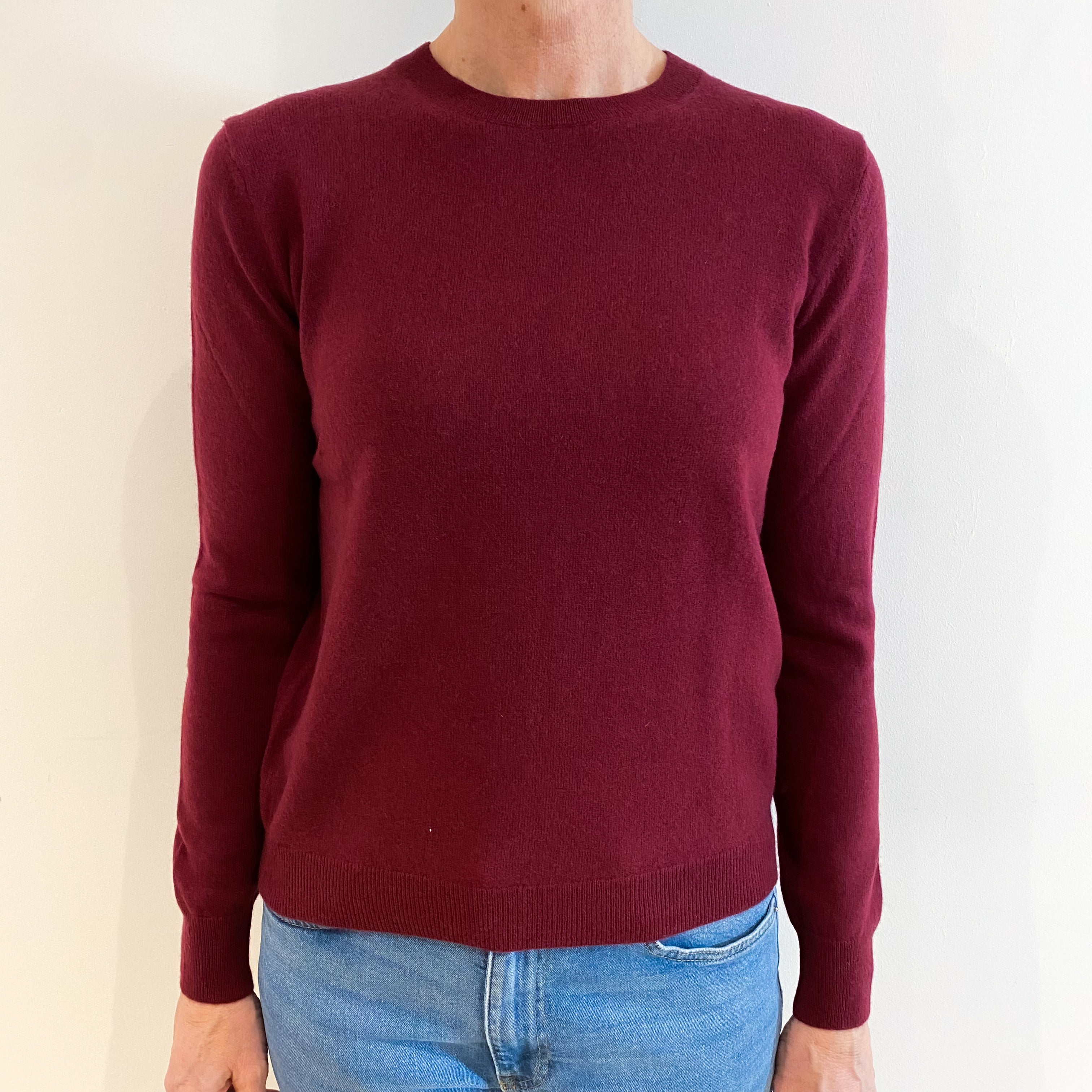 Maroon Red Cashmere Crew Neck Jumper Small
