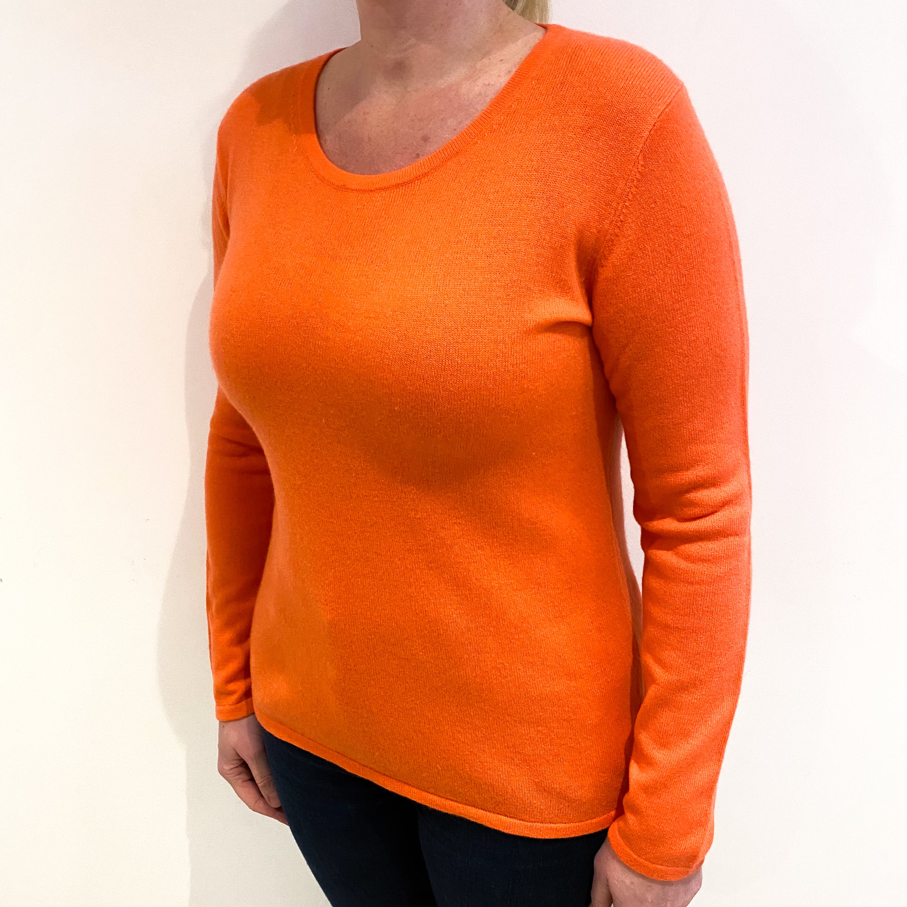 Crab Orange Cashmere Crew Neck Jumper Large