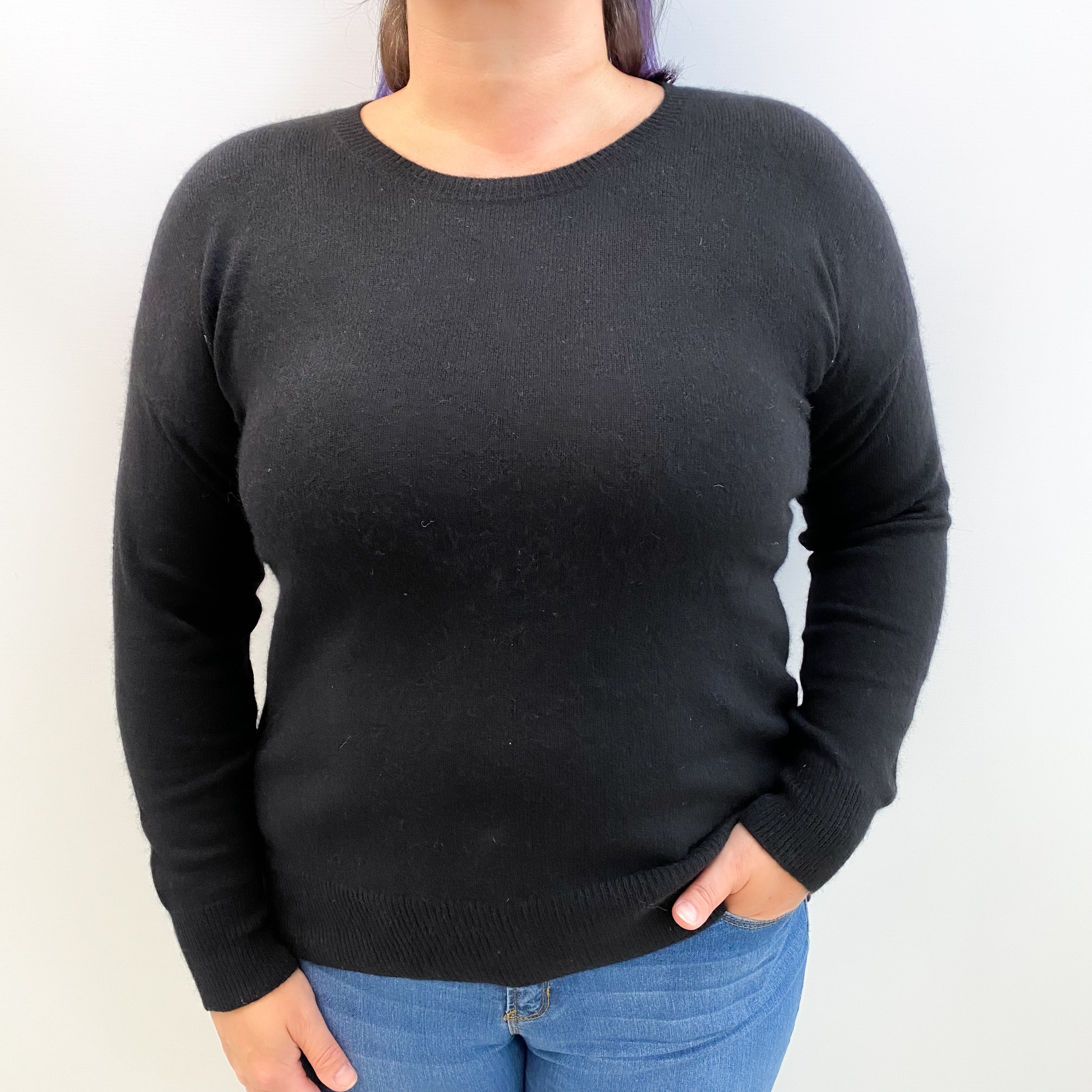 Black Cashmere Crew Neck Jumper Large