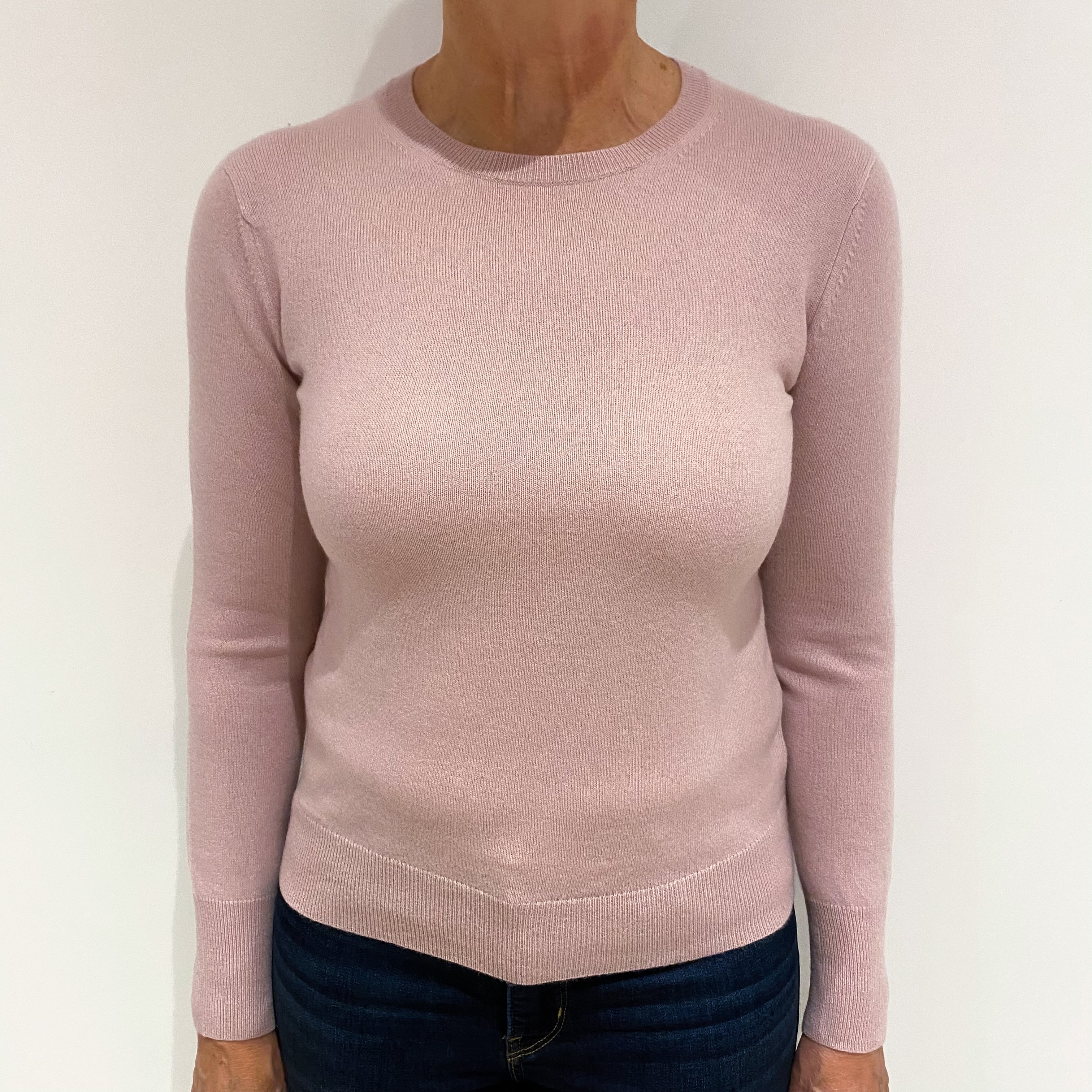 Dusty Pink Cashmere Crew Neck Jumper Medium