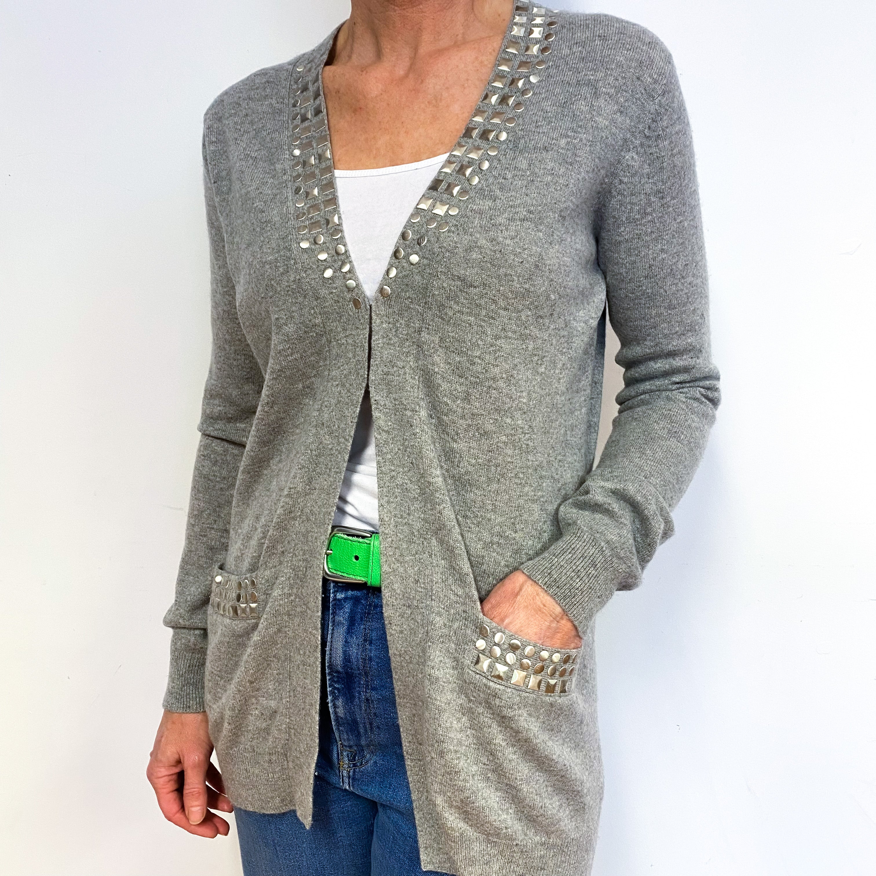 Smoke Grey Cashmere Cardigan Medium
