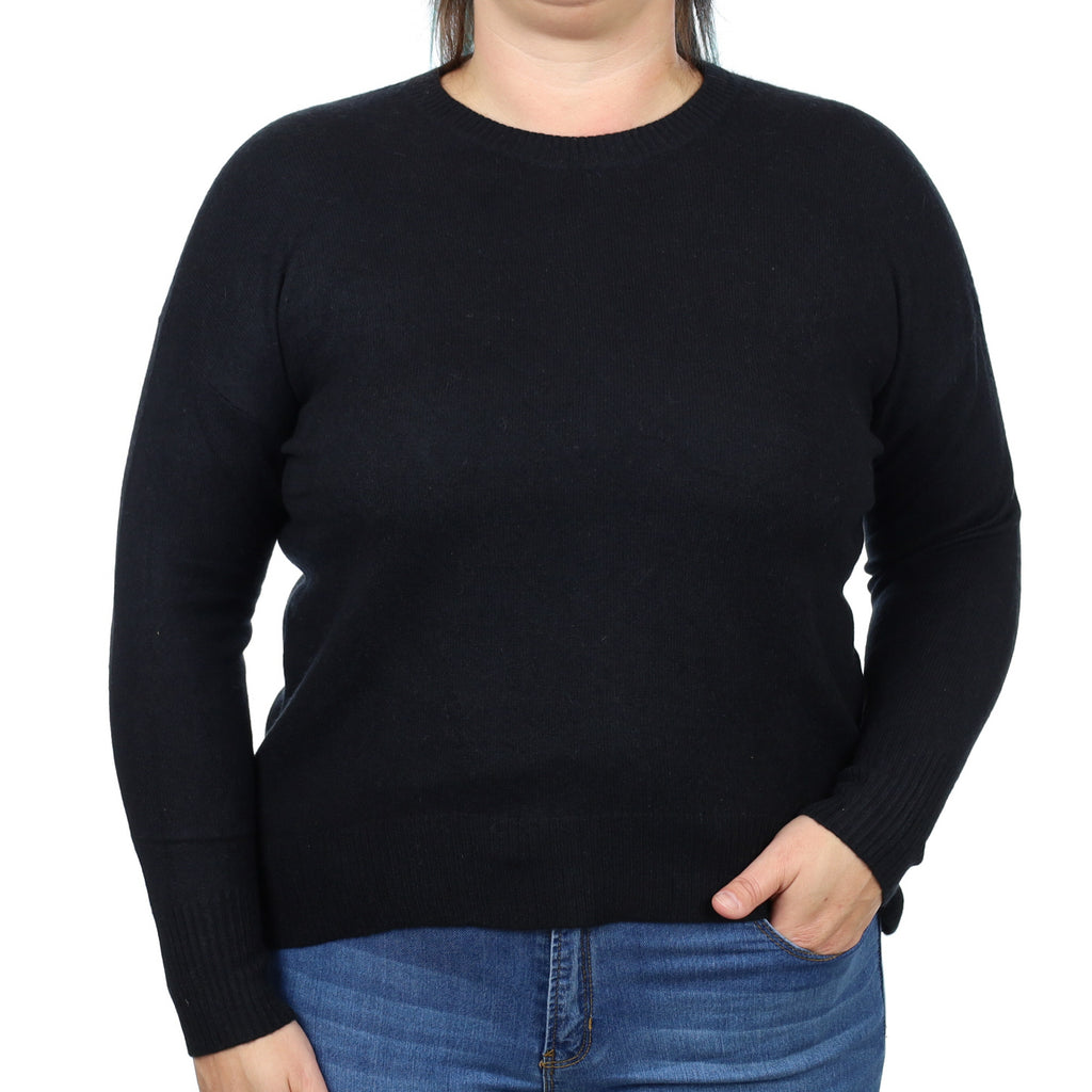 Black Cashmere Crew Neck Jumper Large