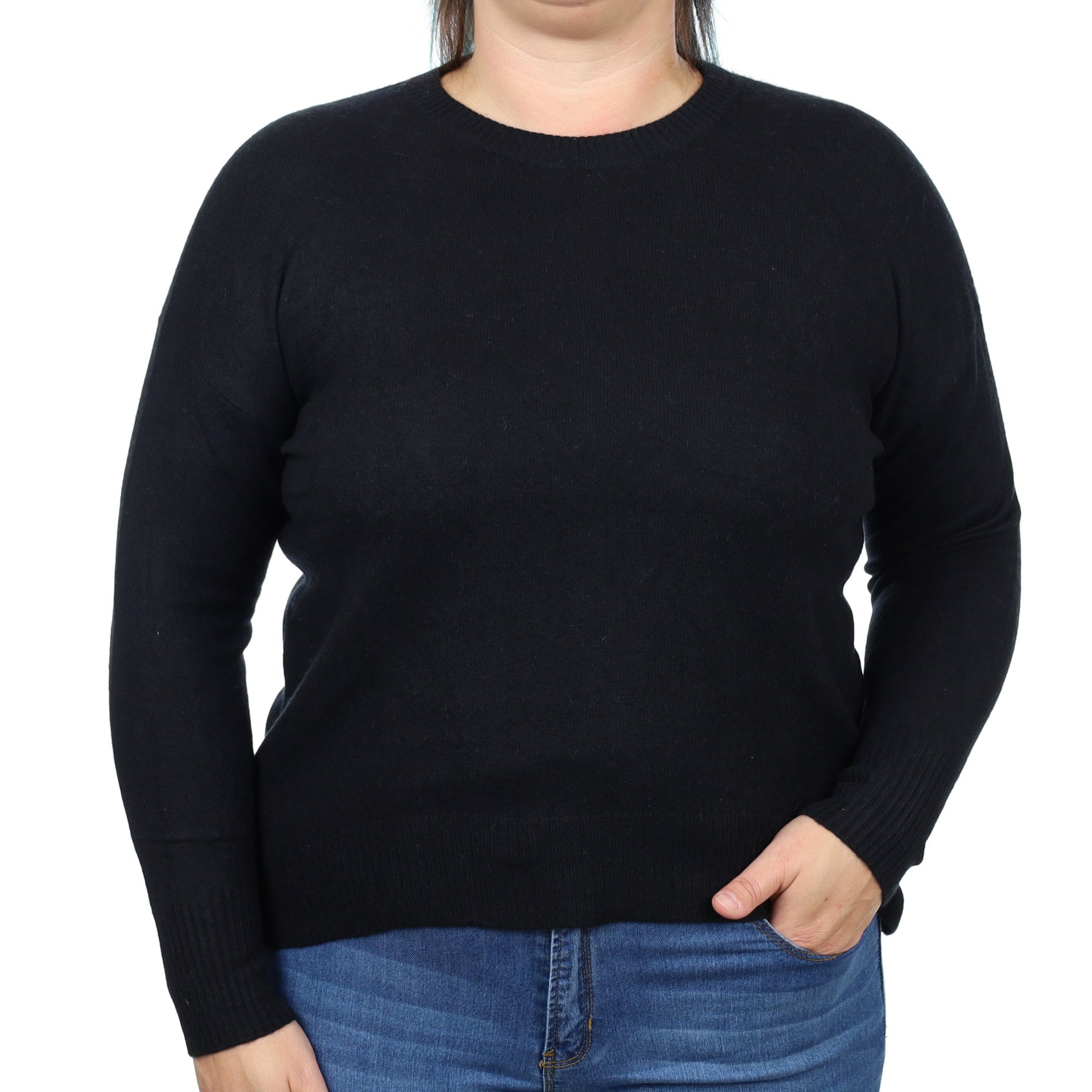 Black Cashmere Crew Neck Jumper Large