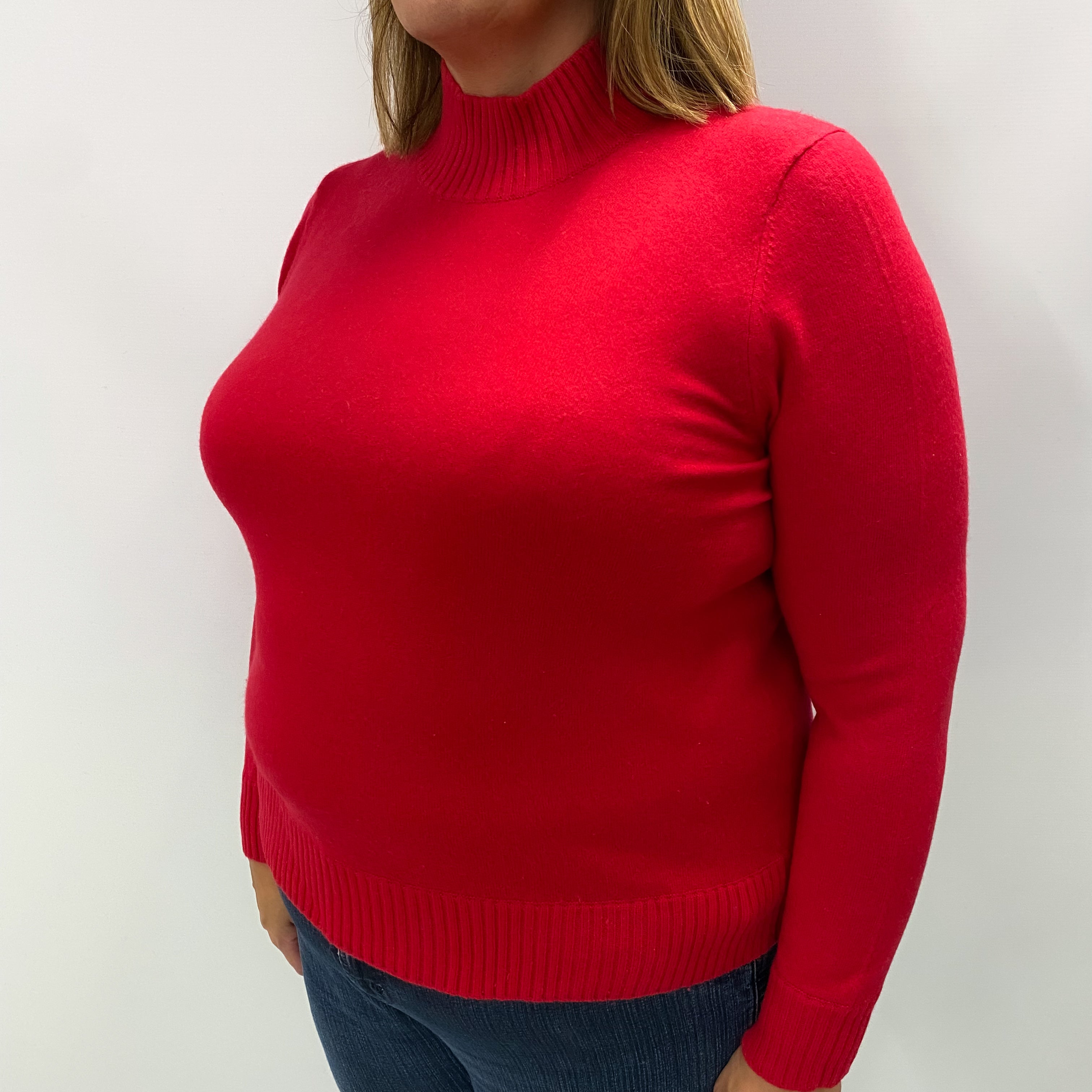 Post Box Red Cashmere Turtle Neck Jumper Extra Large