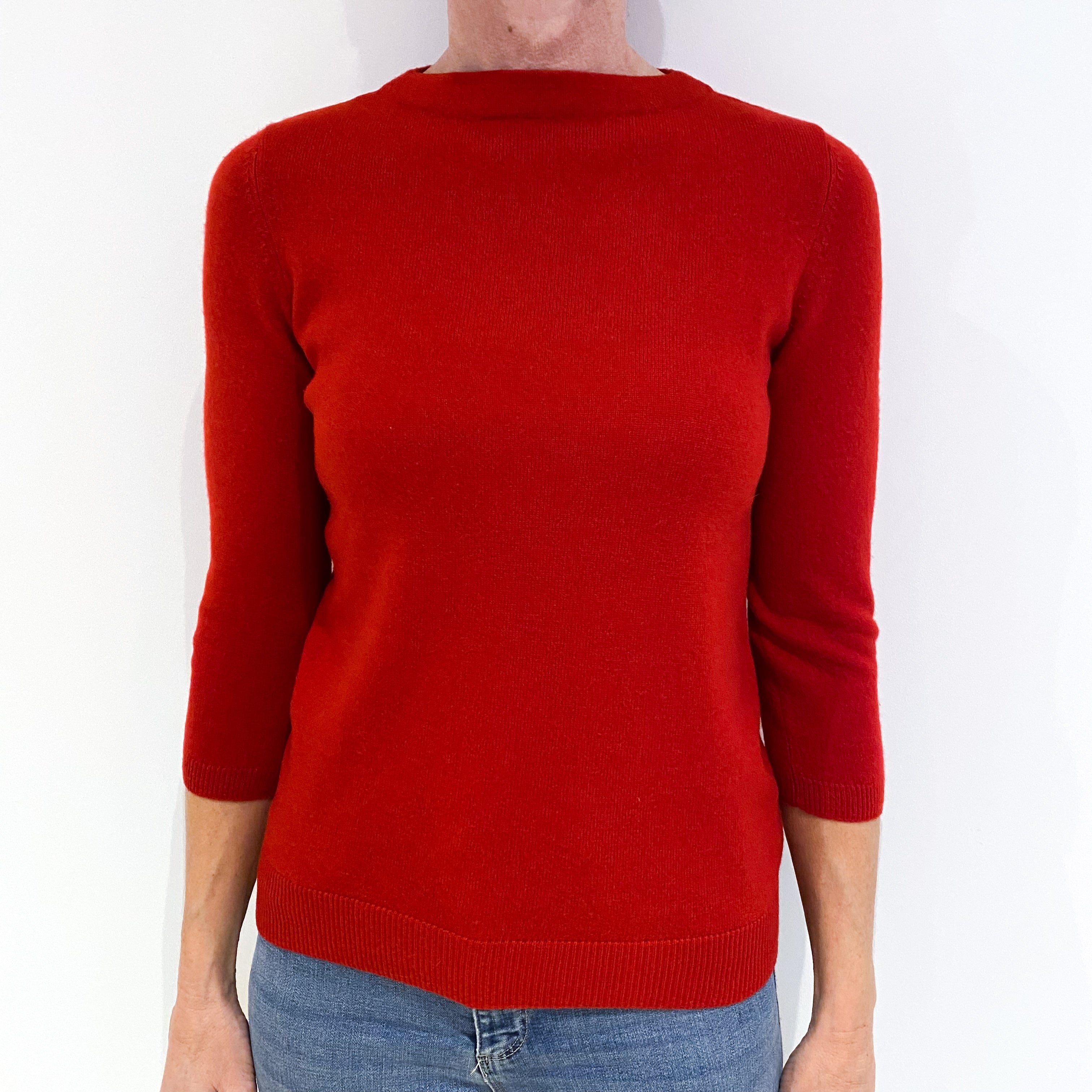 Post Box Red Cashmere Polo Neck Jumper Small