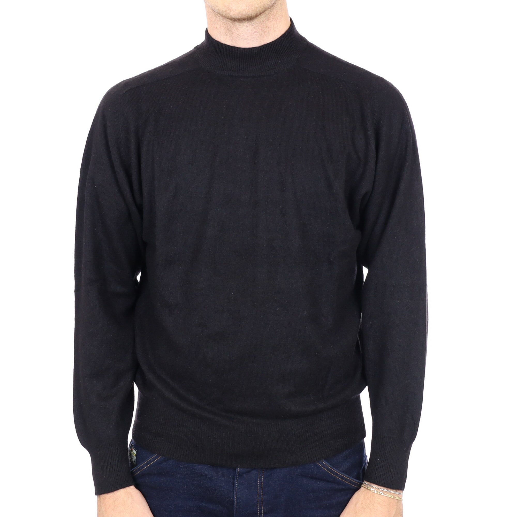 Men's Black Cashmere Turtle Neck Jumper Large