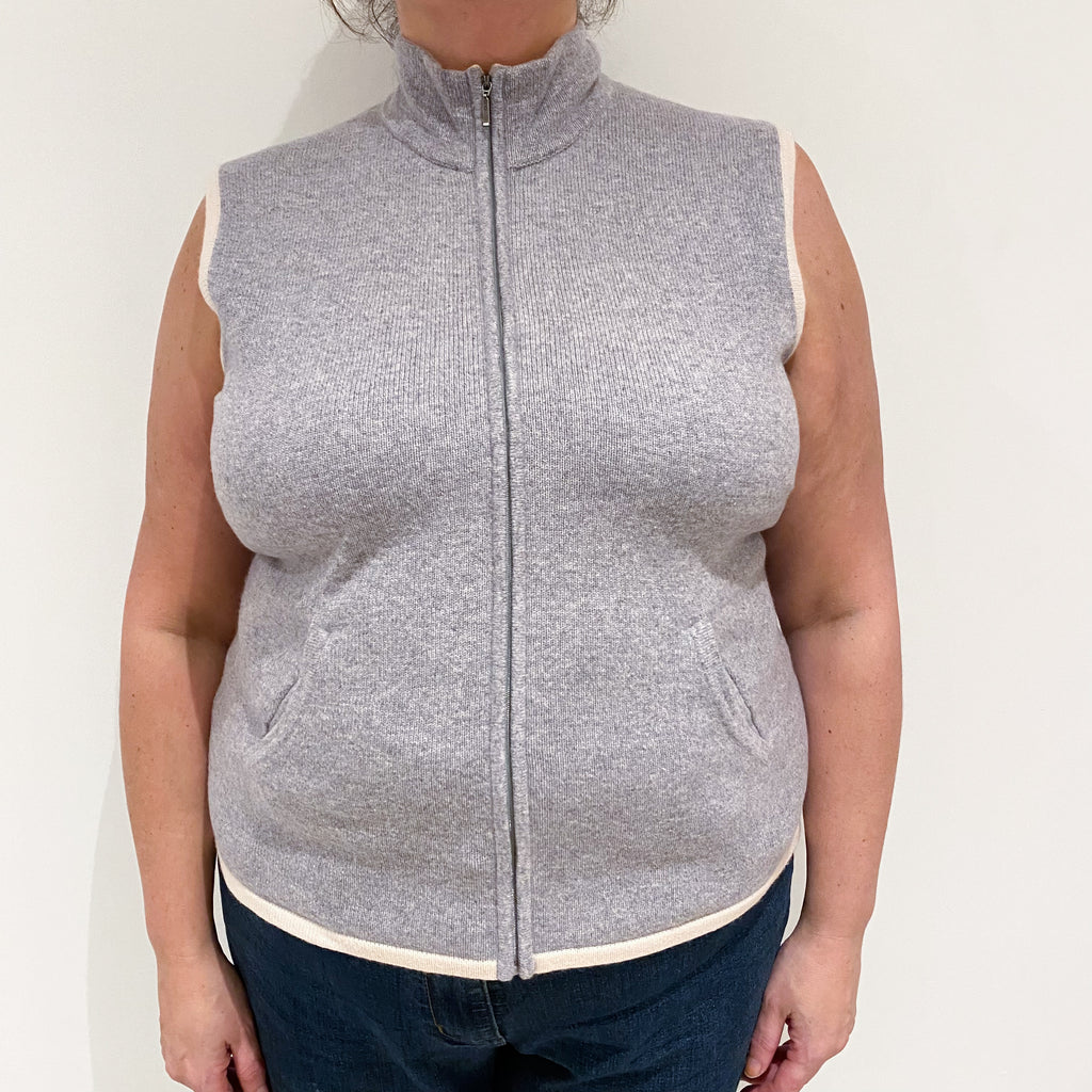 Smoke Grey Cashmere Turtle Neck Gilet Extra Large