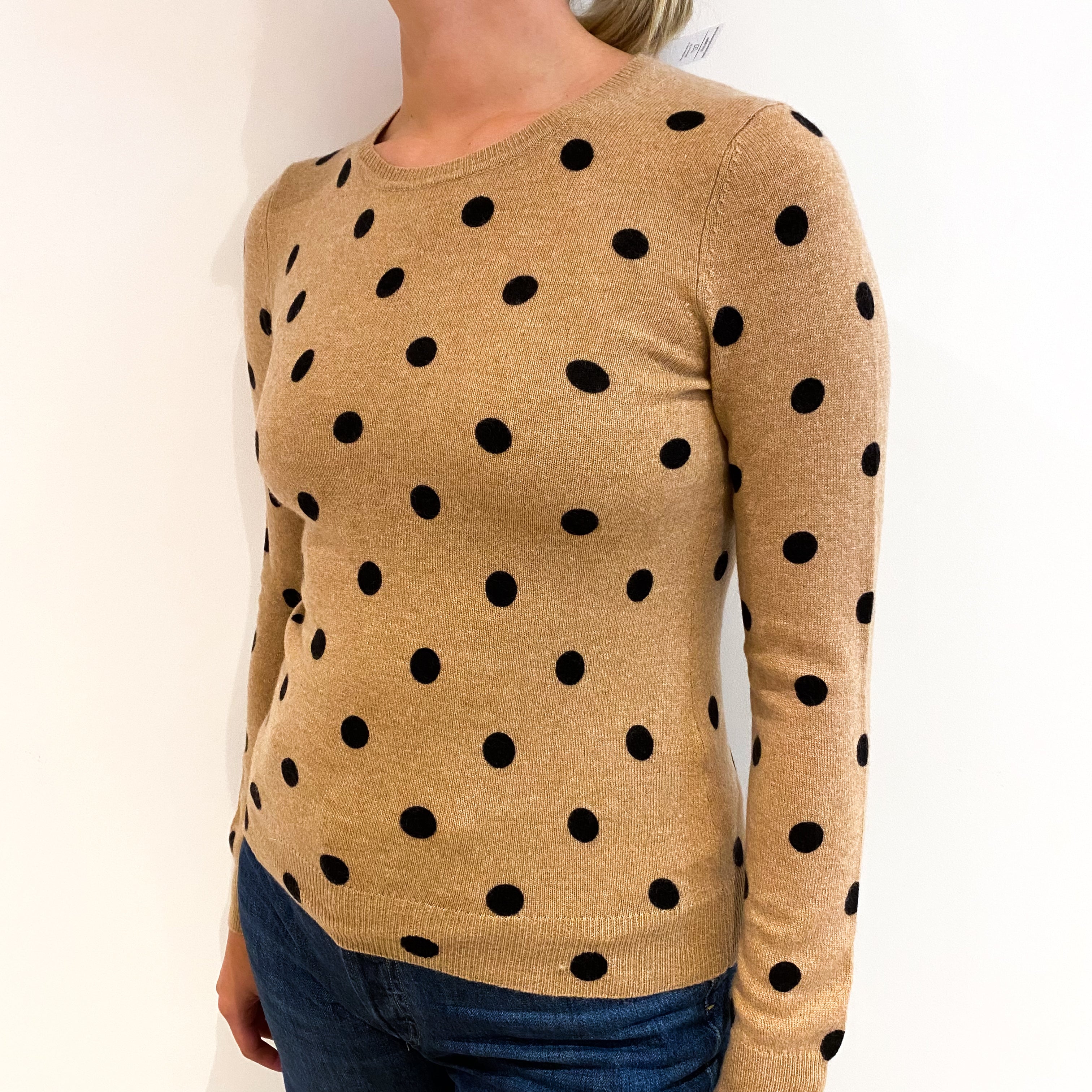 Caramel Brown Cashmere Crew Neck Jumper Small