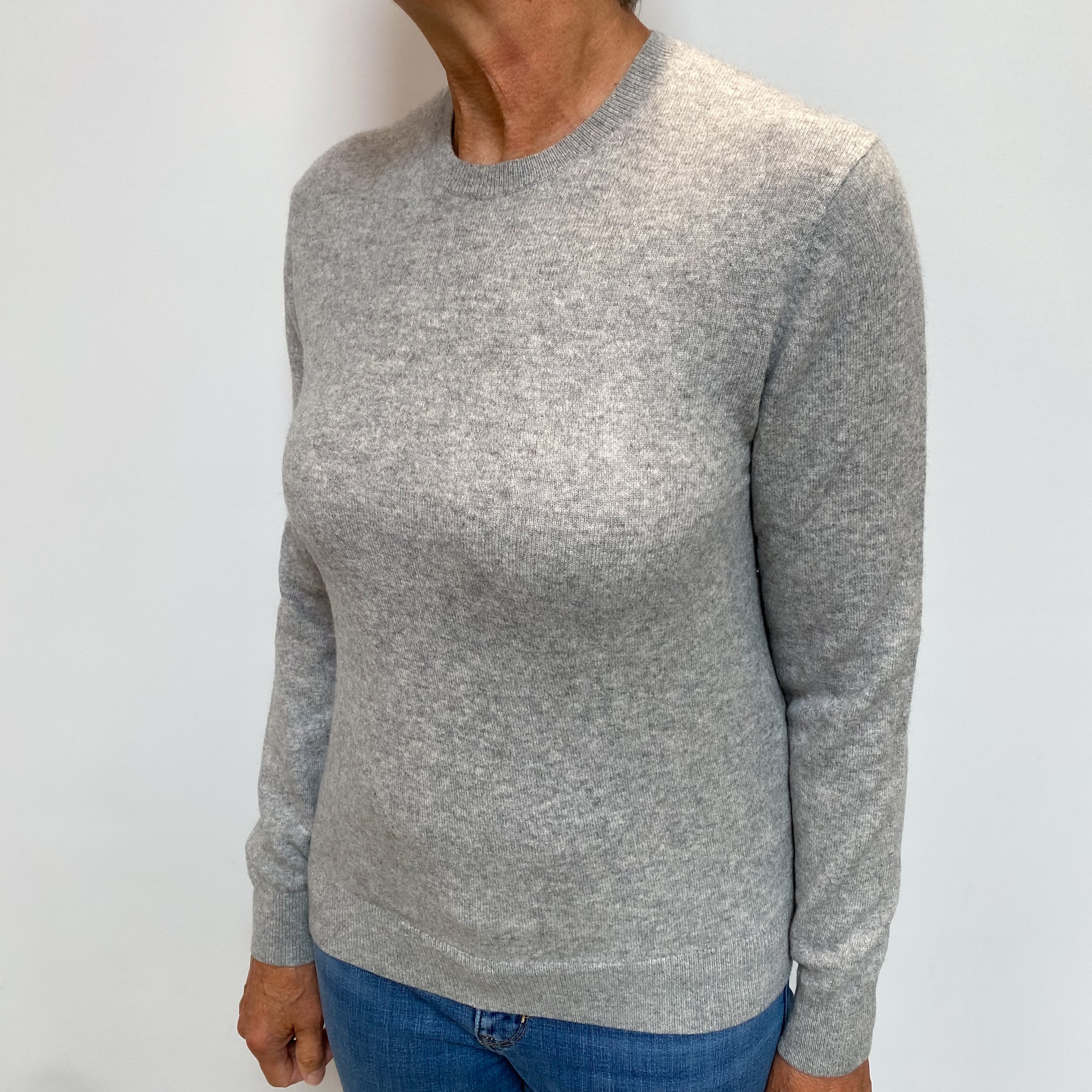 Smoke Grey Cashmere Crew Neck Jumper Medium
