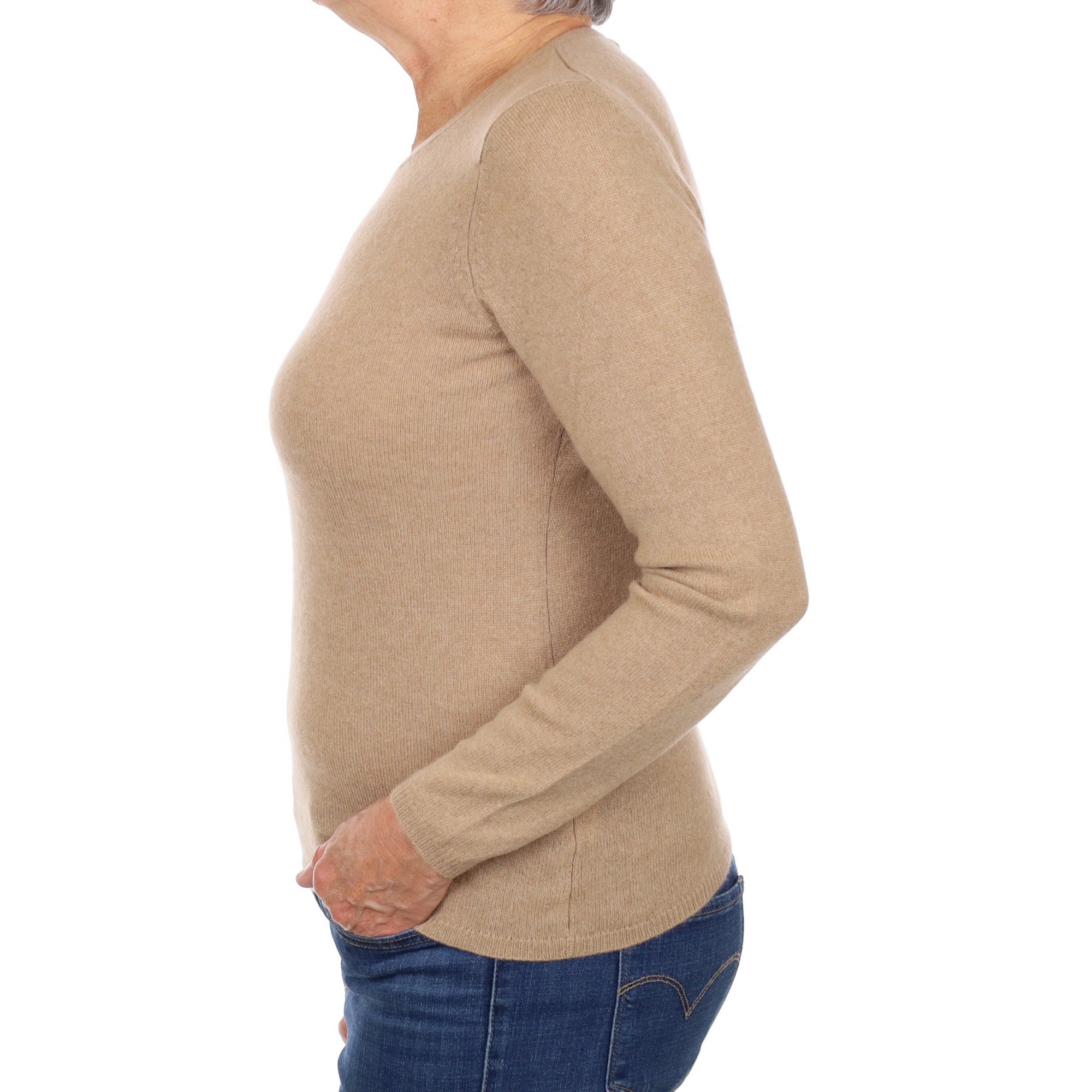 Caramel Brown Cashmere Crew Neck Jumper Medium